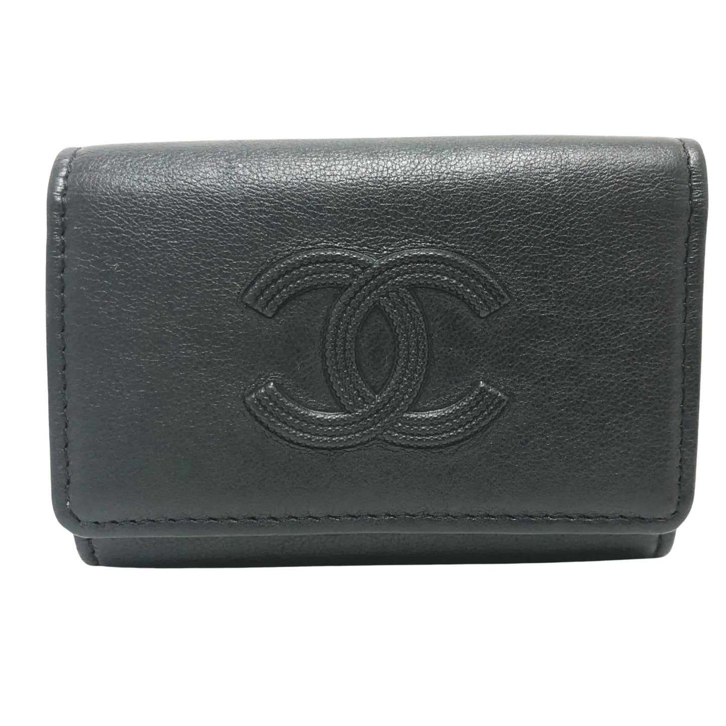 Chanel Logo CC, Black, Leather, wallet
