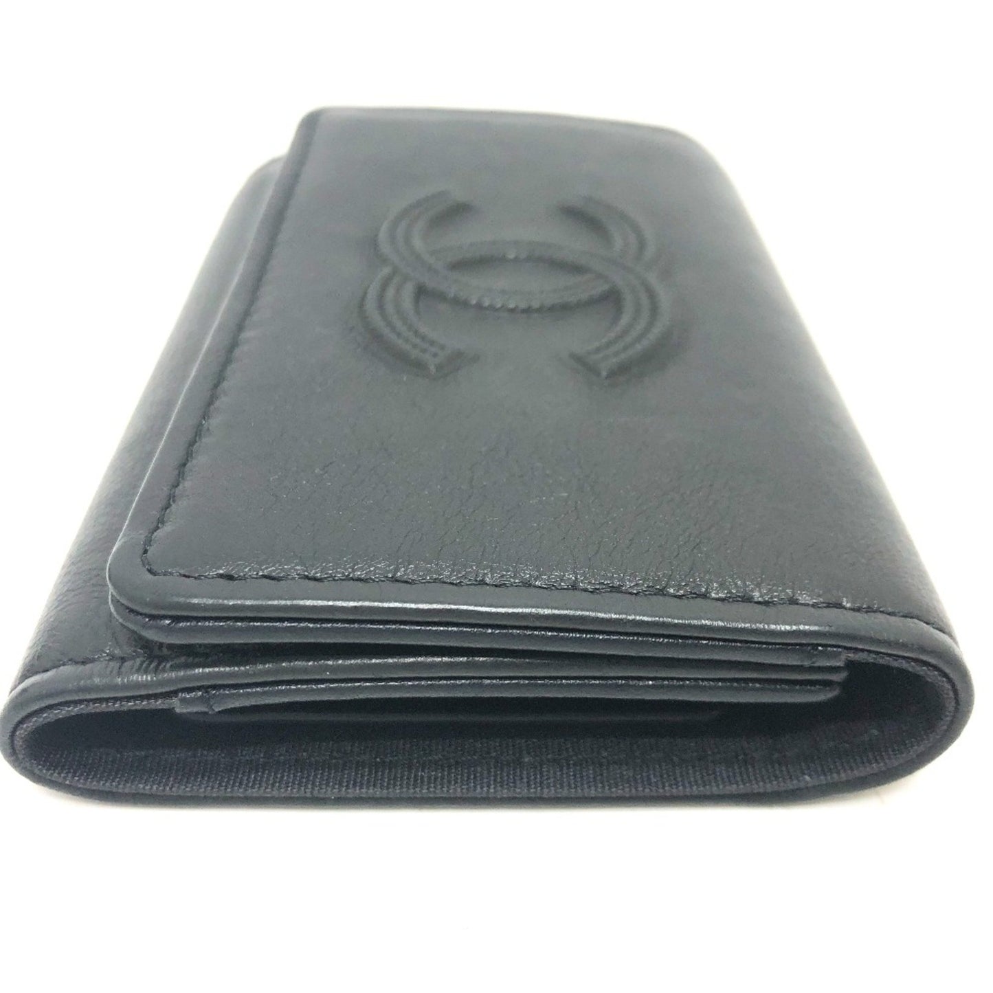 Chanel Logo CC, Black, Leather, wallet