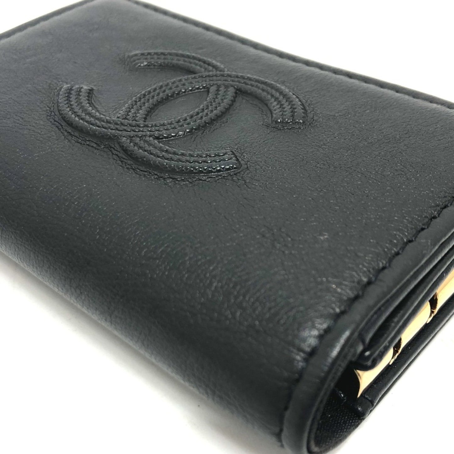 Chanel Logo CC, Black, Leather, wallet