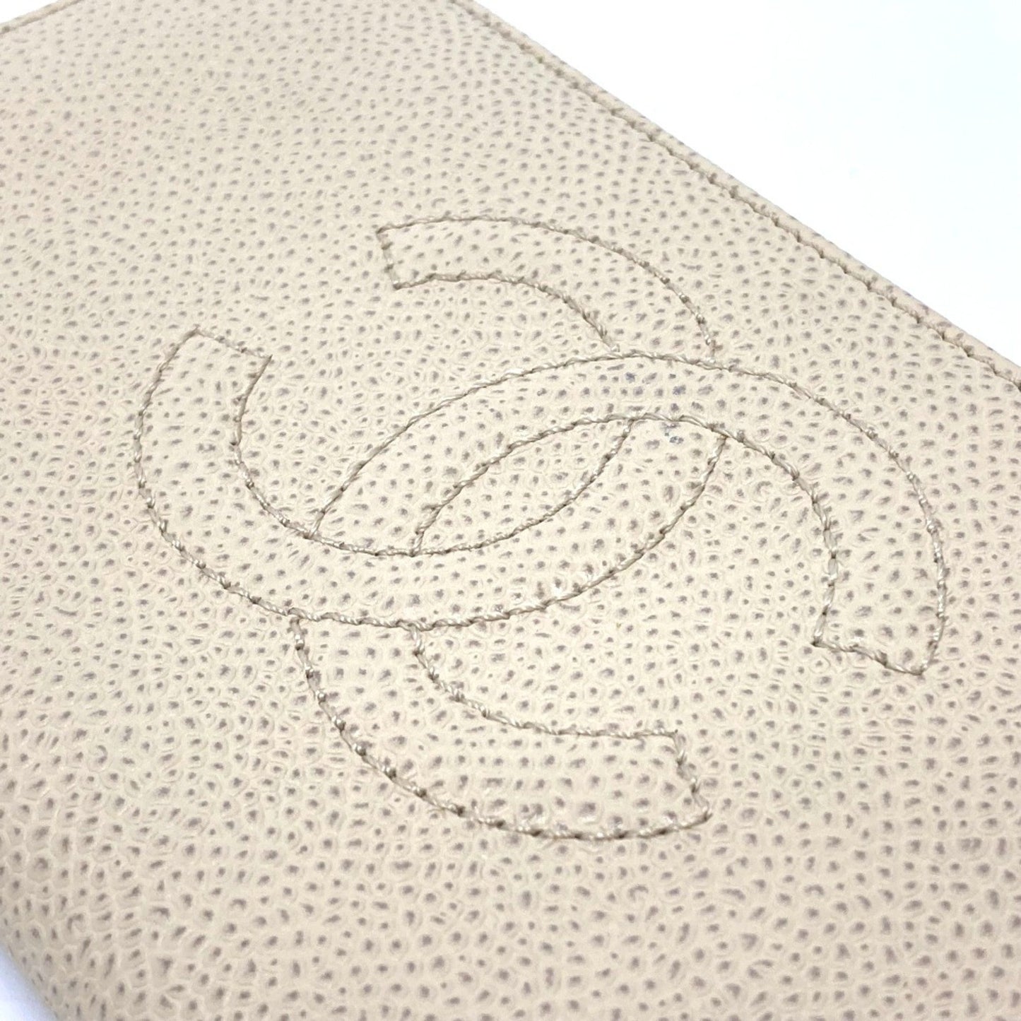 Chanel Logo CC, Beige, Leather, wallet