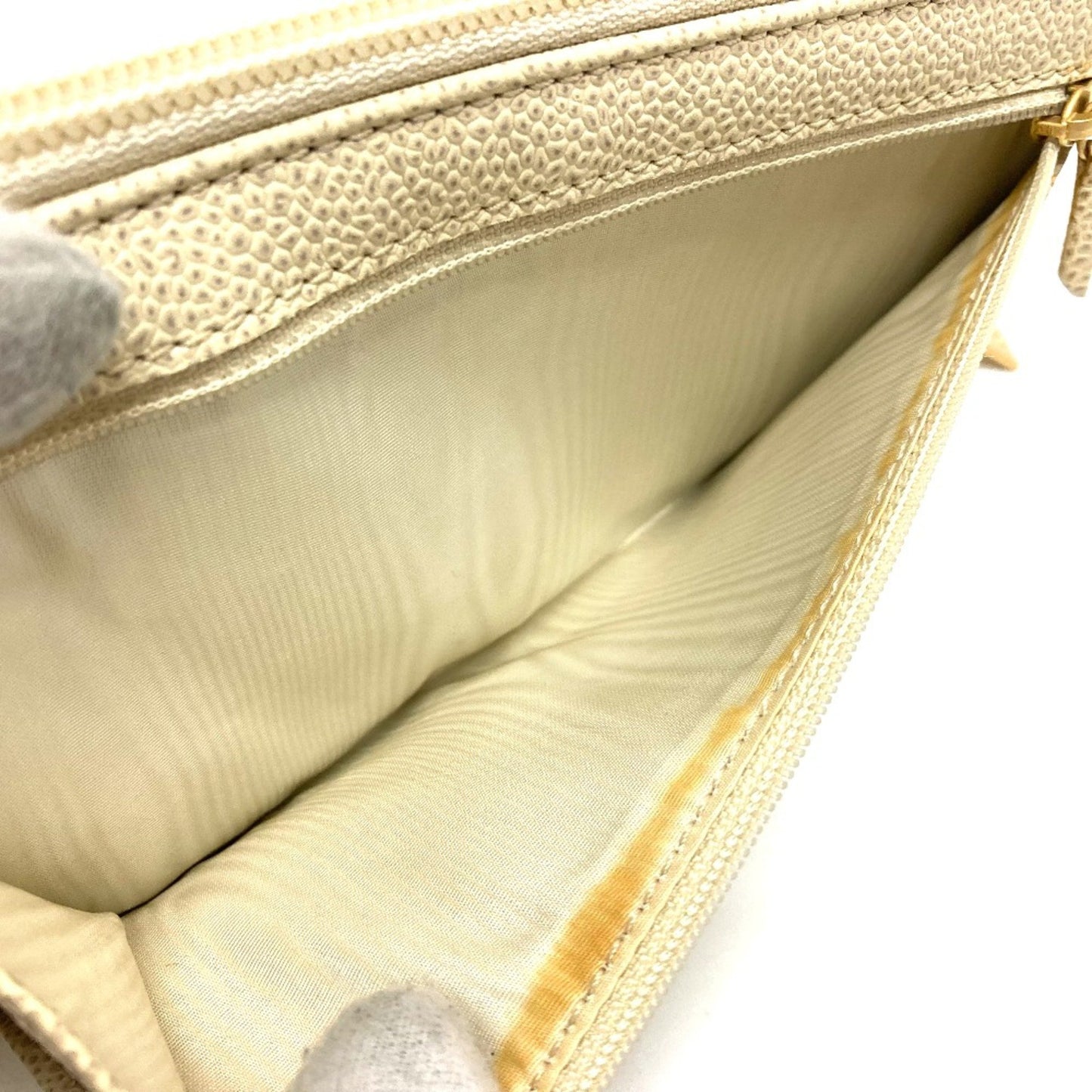 Chanel Logo CC, Beige, Leather, wallet