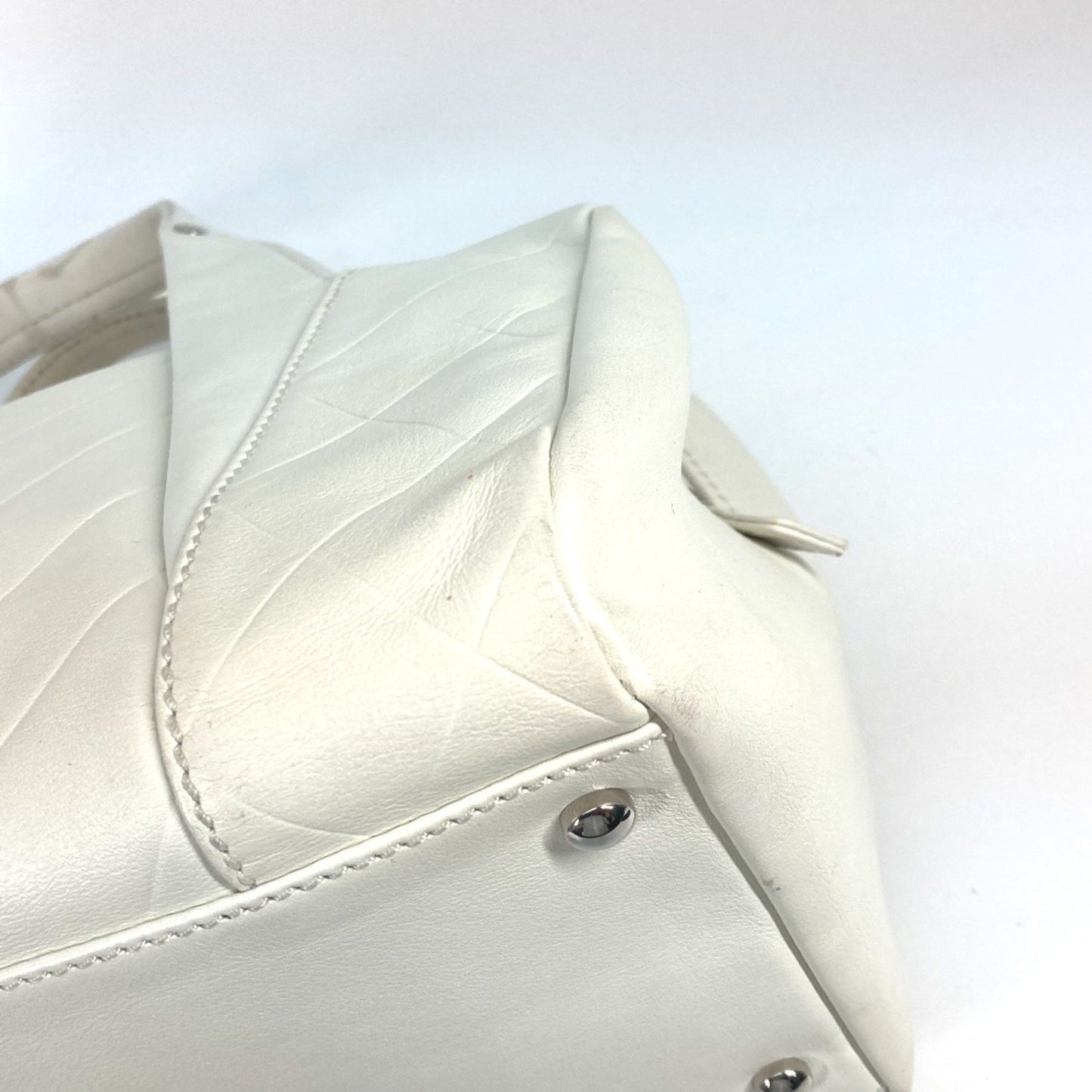 Chanel Boston, White, Leather, handbag
