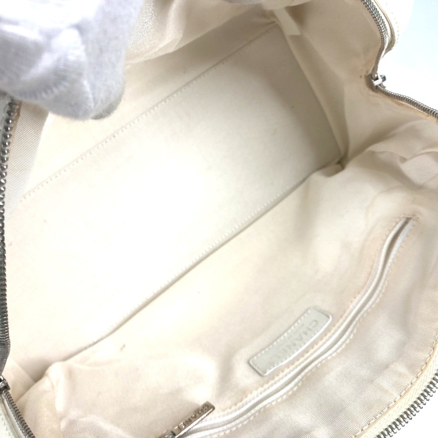 Chanel Boston, White, Leather, handbag