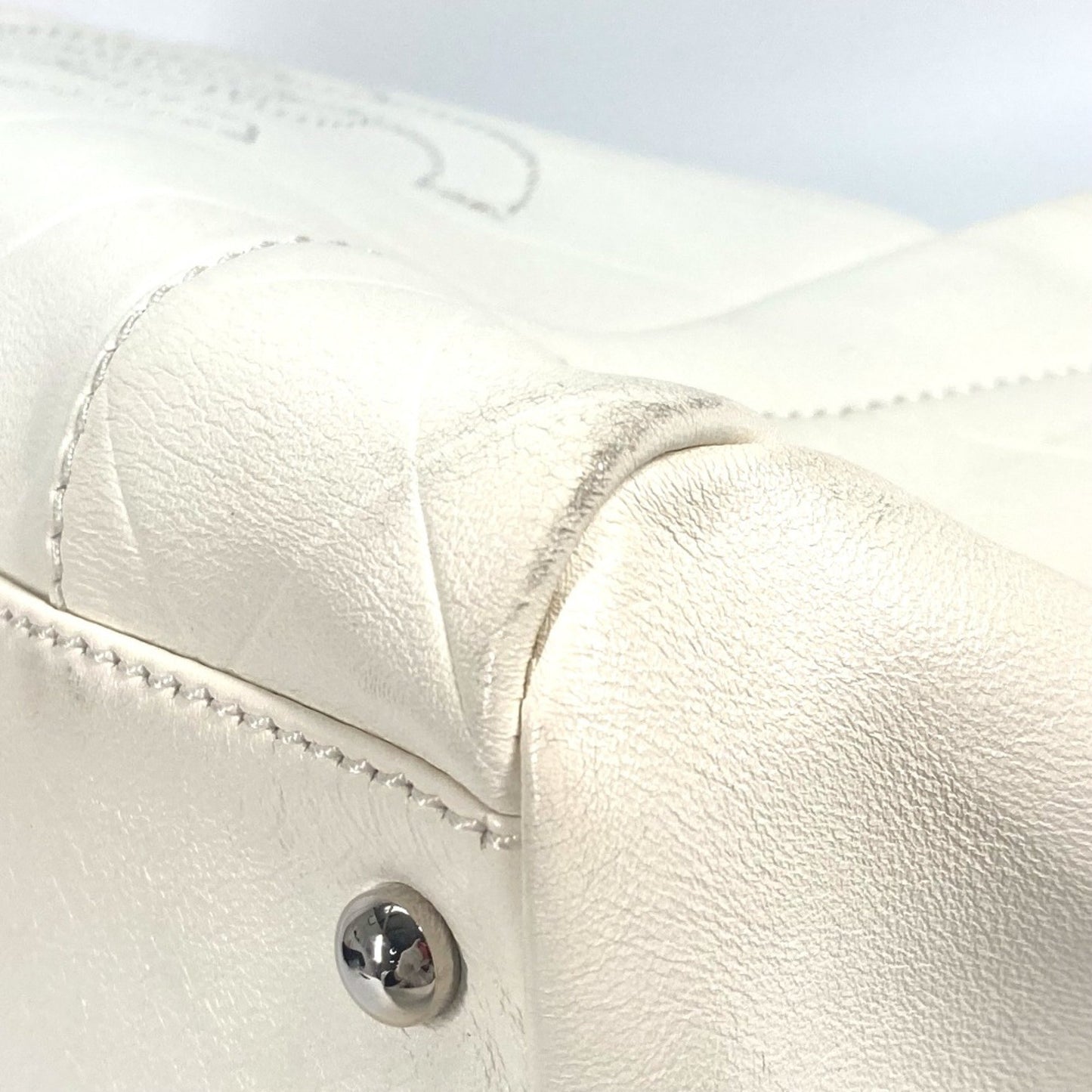 Chanel Boston, White, Leather, handbag