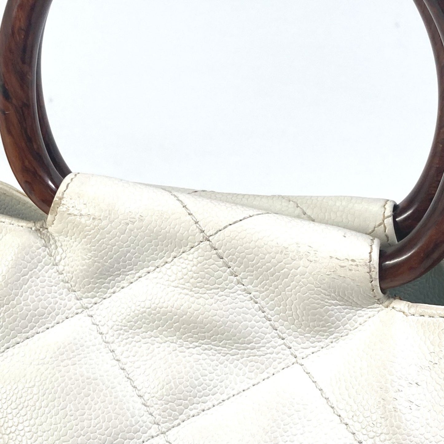 Chanel Logo CC, White, Leather, tote