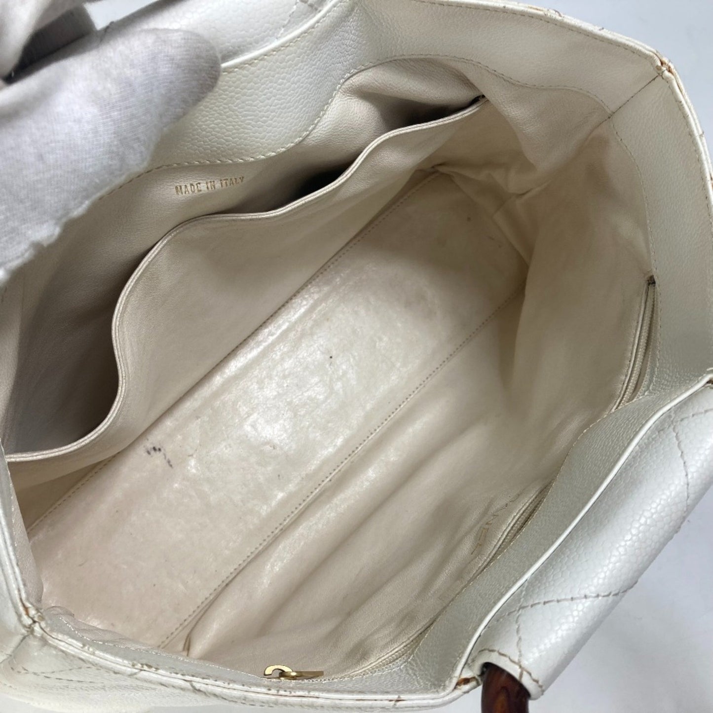 Chanel Logo CC, White, Leather, tote