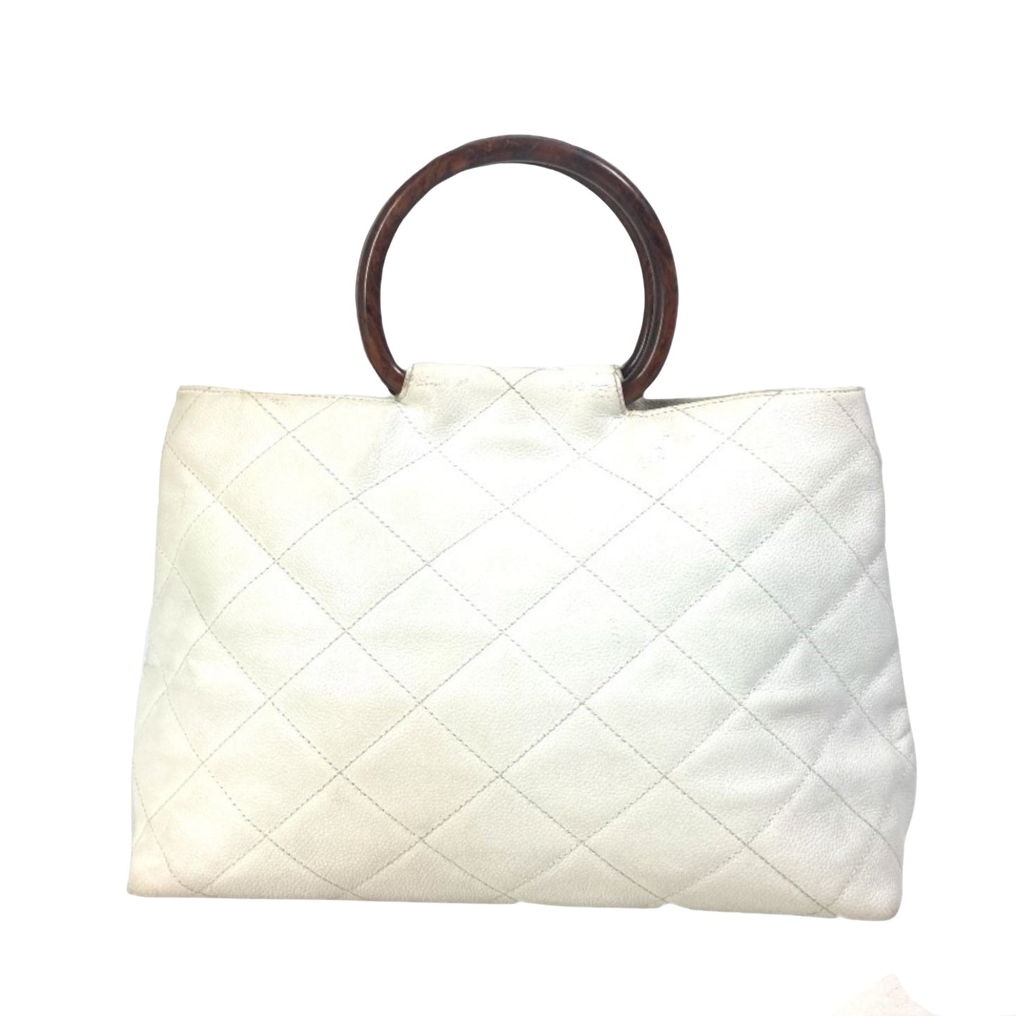 Chanel Logo CC, White, Leather, tote