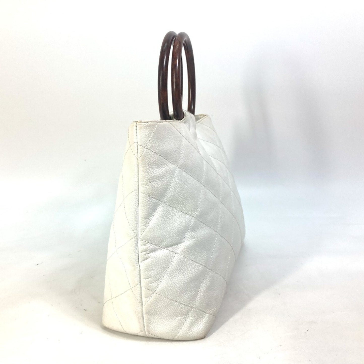 Chanel Logo CC, White, Leather, tote