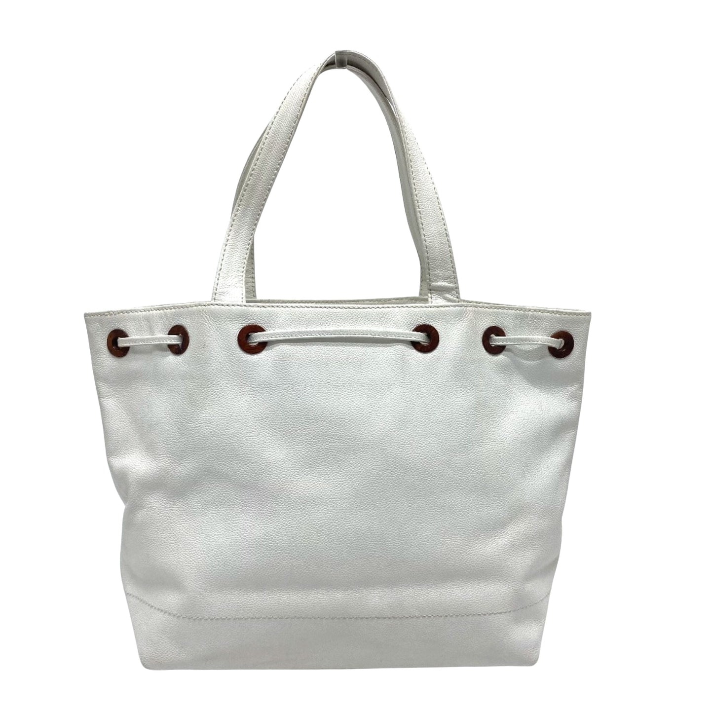 Chanel Logo CC, White, Leather, tote