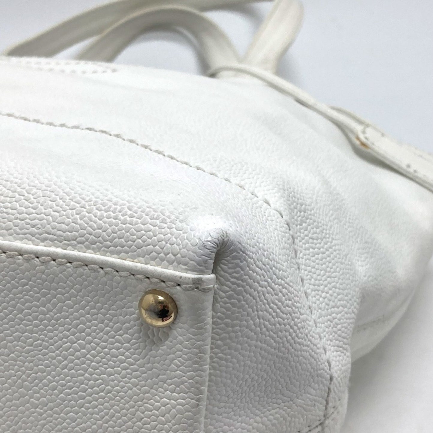 Chanel Logo CC, White, Leather, tote