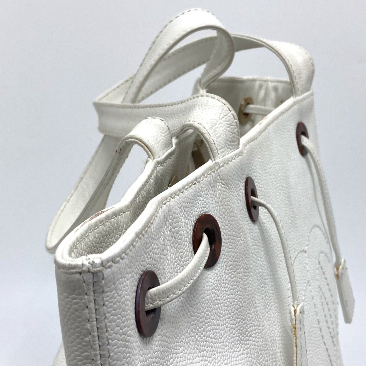 Chanel Logo CC, White, Leather, tote