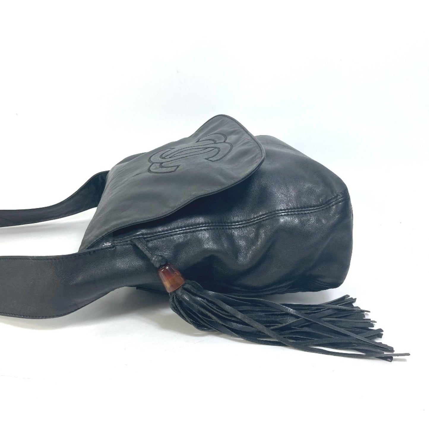 Chanel Logo CC, Black, Leather, shoulder