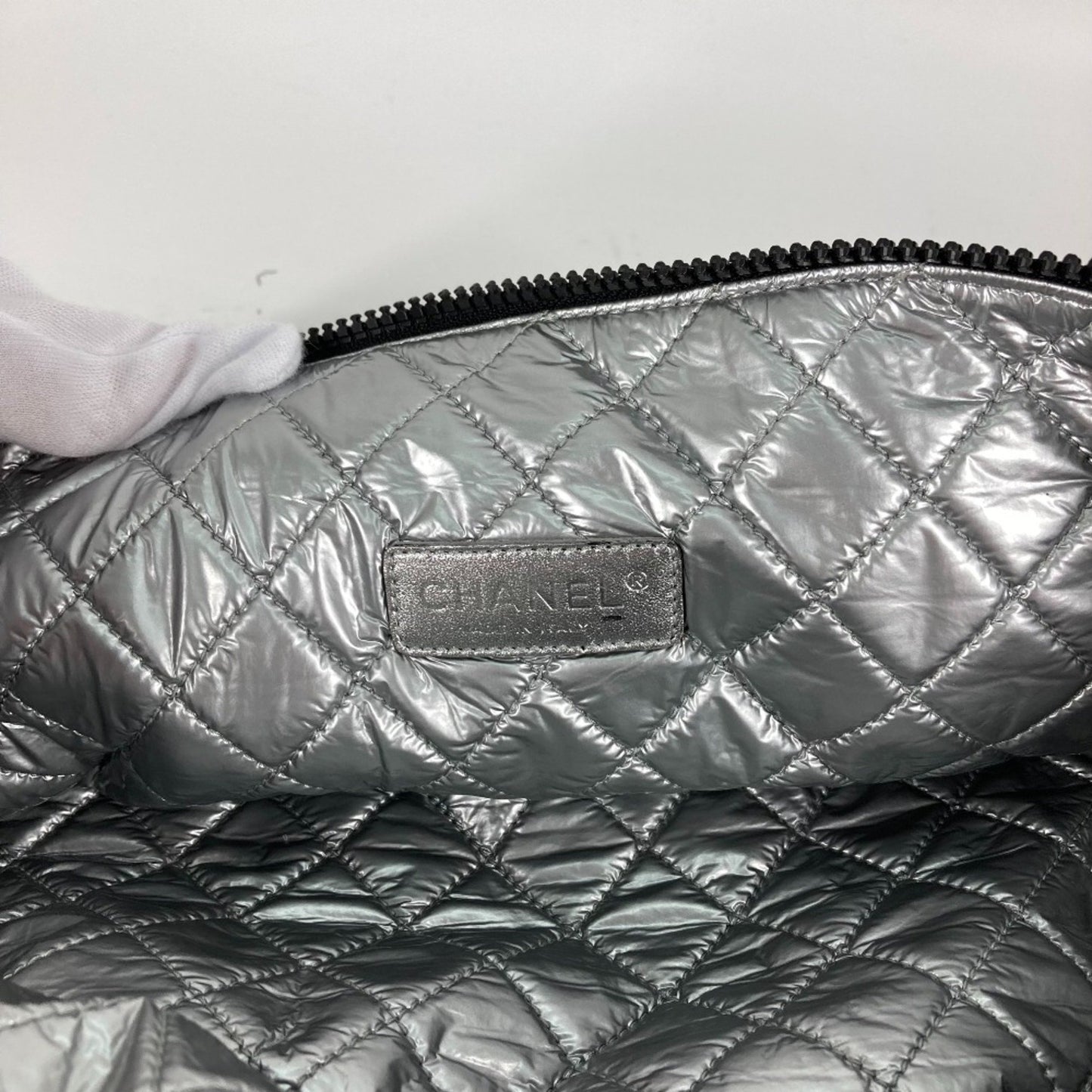 Chanel Coco Mark, White, Cloth, handbag