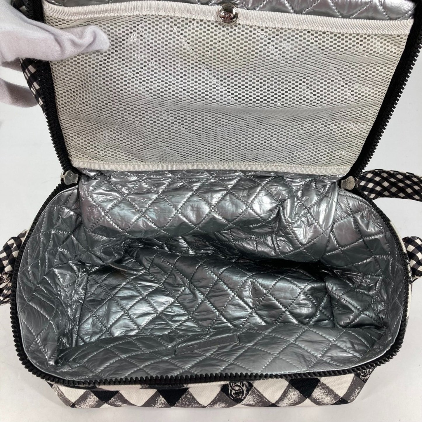 Chanel Coco Mark, White, Cloth, handbag