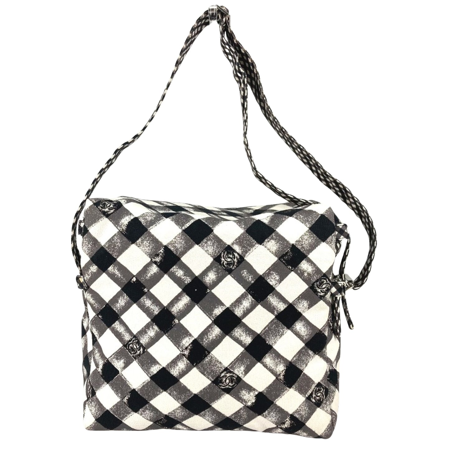 Chanel Coco Mark, White, Cloth, handbag