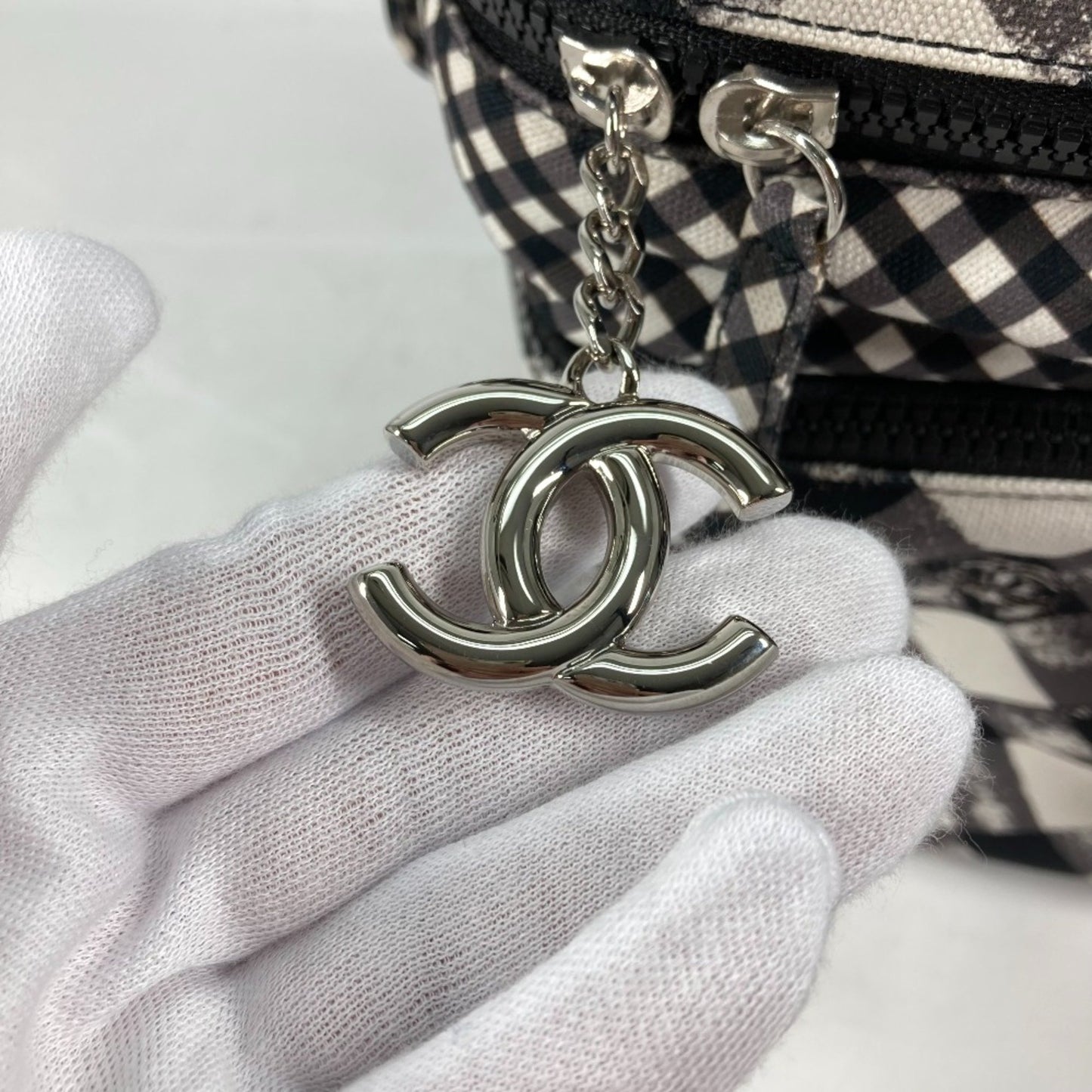 Chanel Coco Mark, White, Cloth, handbag