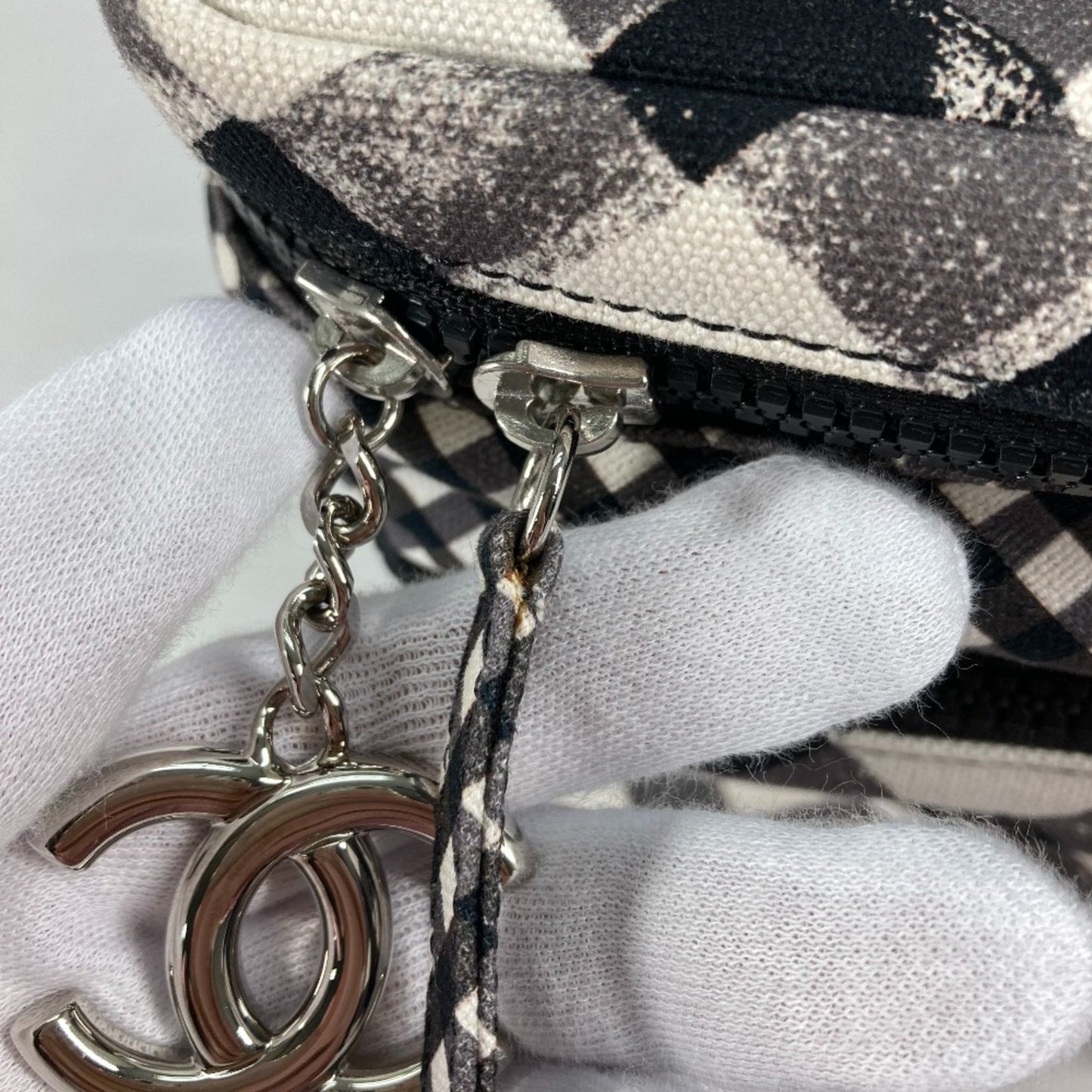 Chanel Coco Mark, White, Cloth, handbag