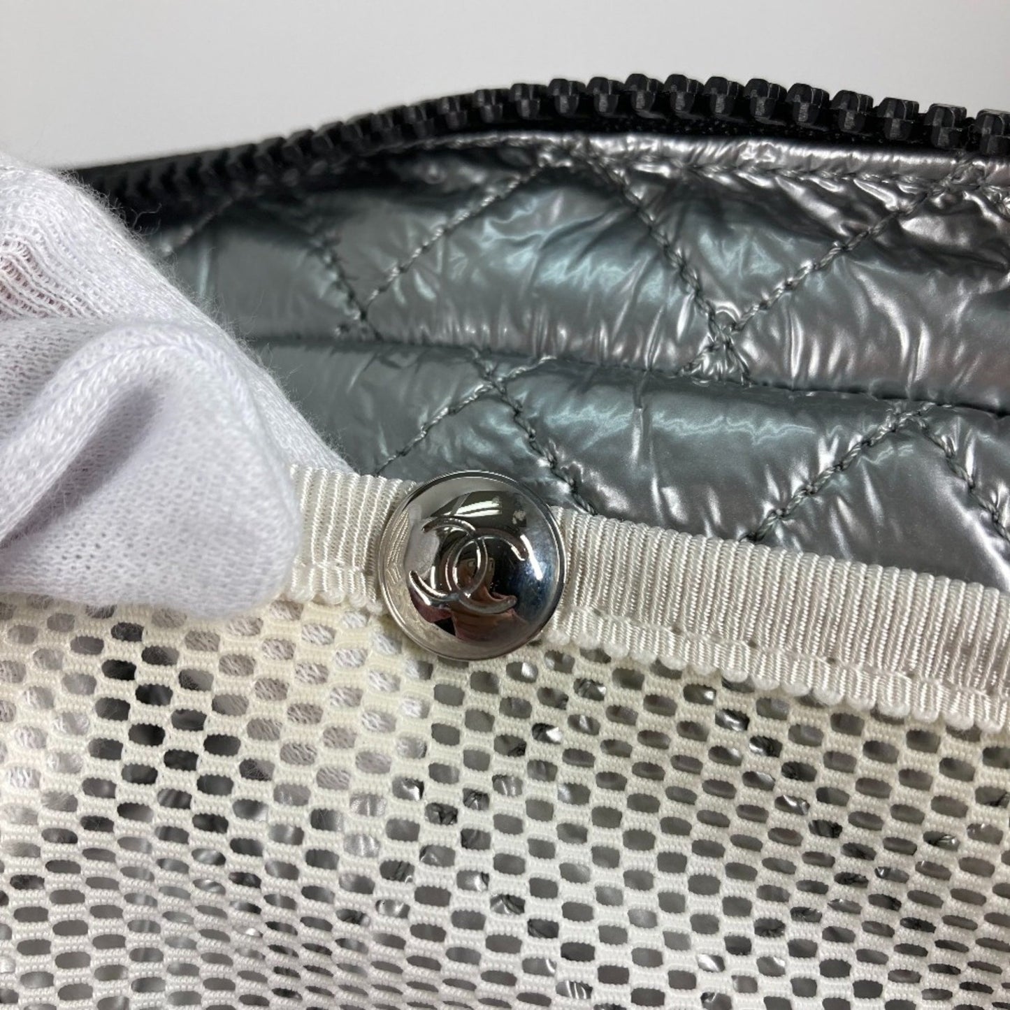Chanel Coco Mark, White, Cloth, handbag