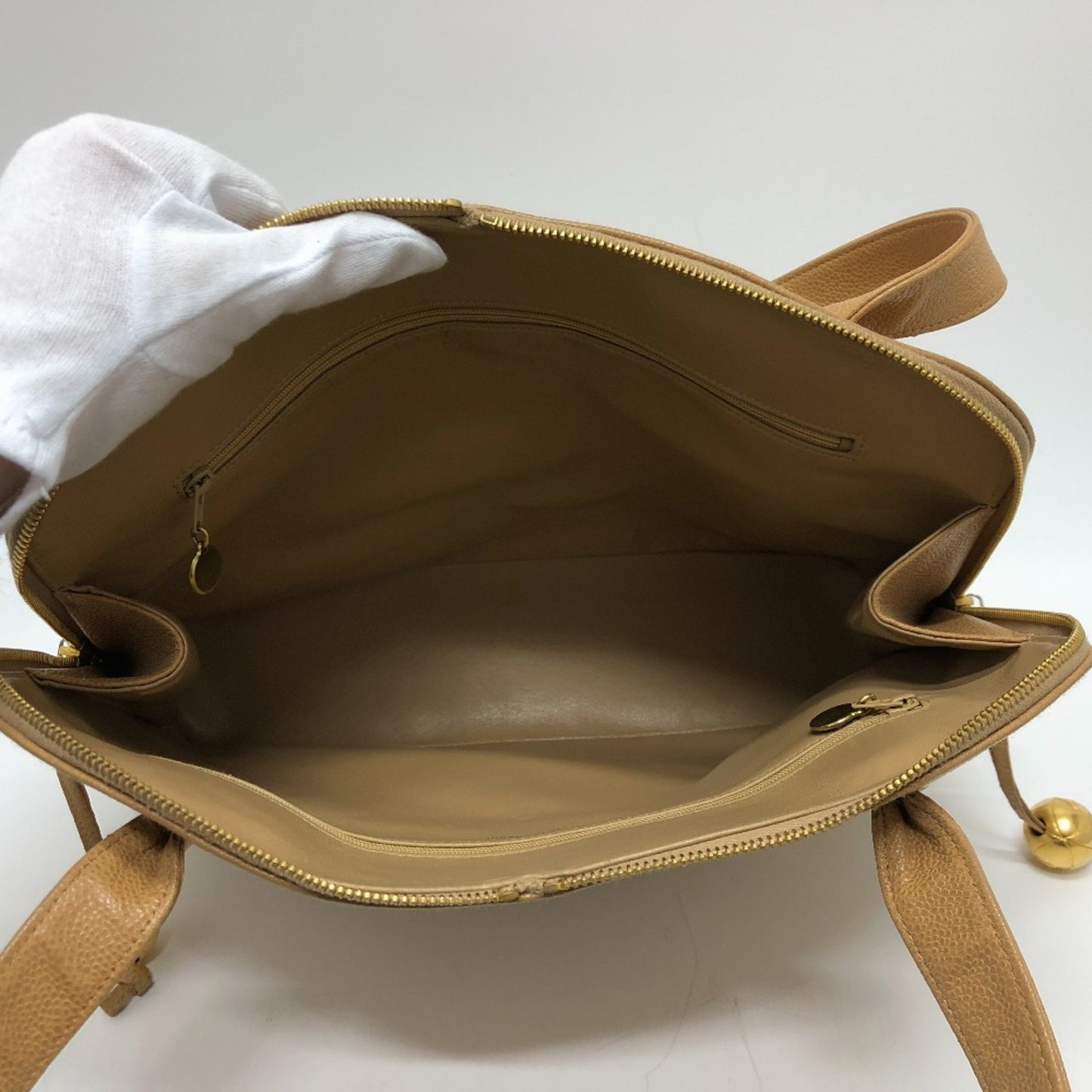 Chanel Coco Mark, Beige, Leather, tote