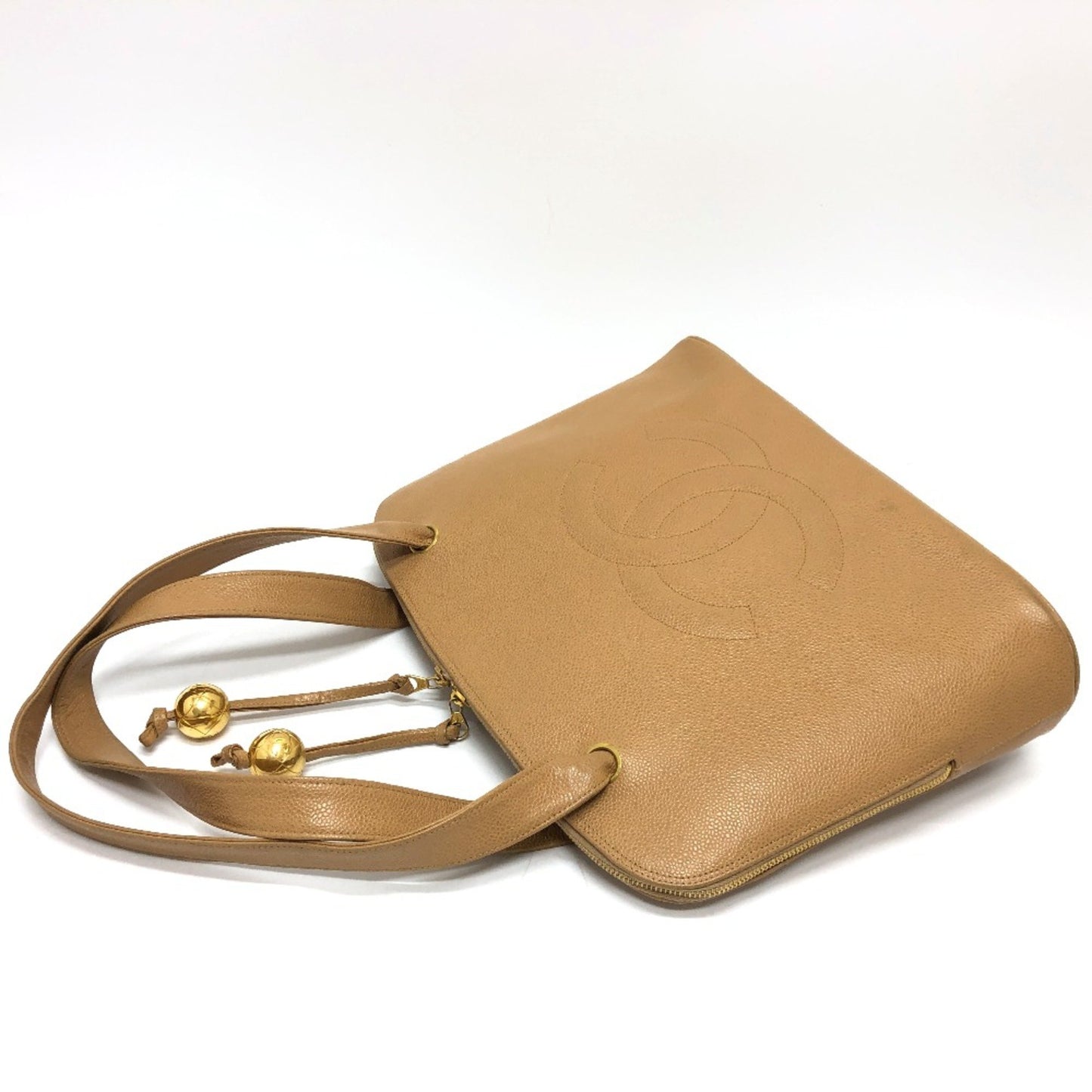 Chanel Coco Mark, Beige, Leather, tote