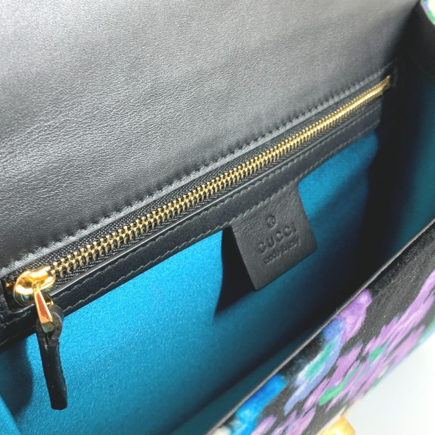 Gucci Sylvie, Blue, Leather, shoulder