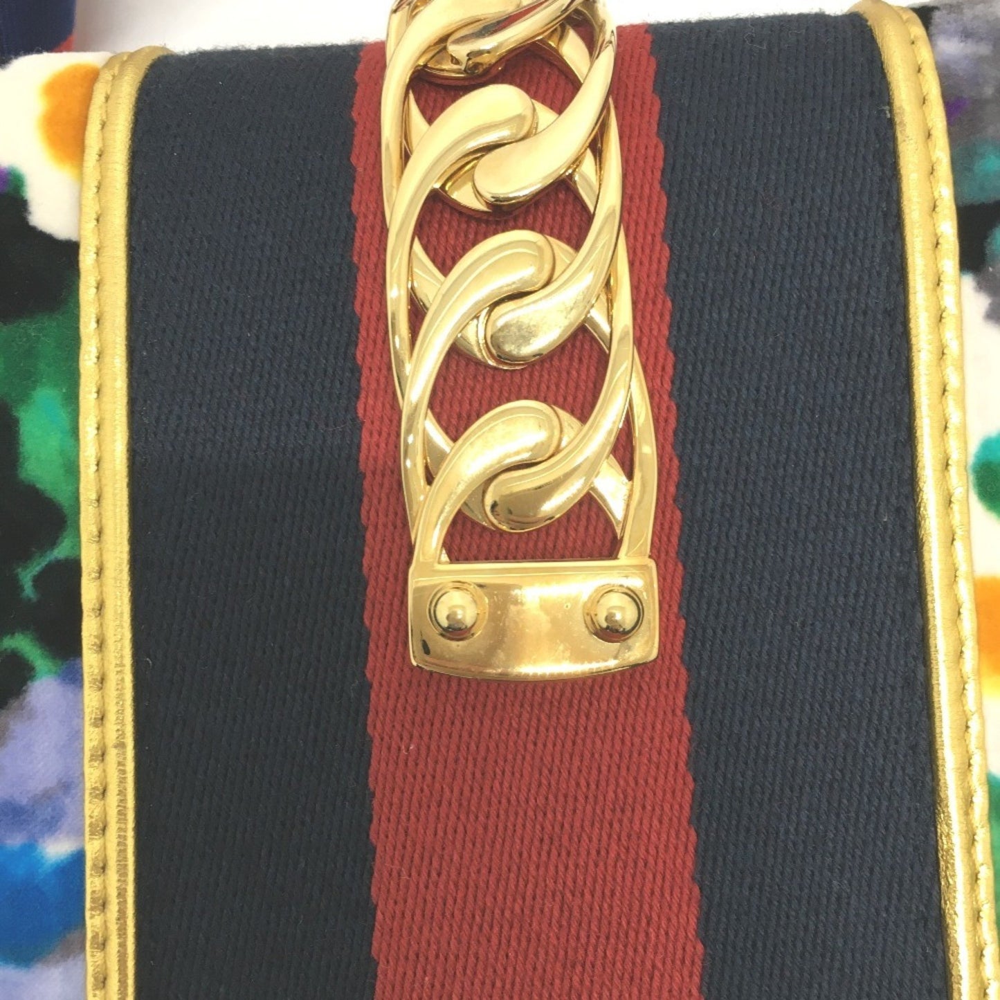Gucci Sylvie, Blue, Leather, shoulder