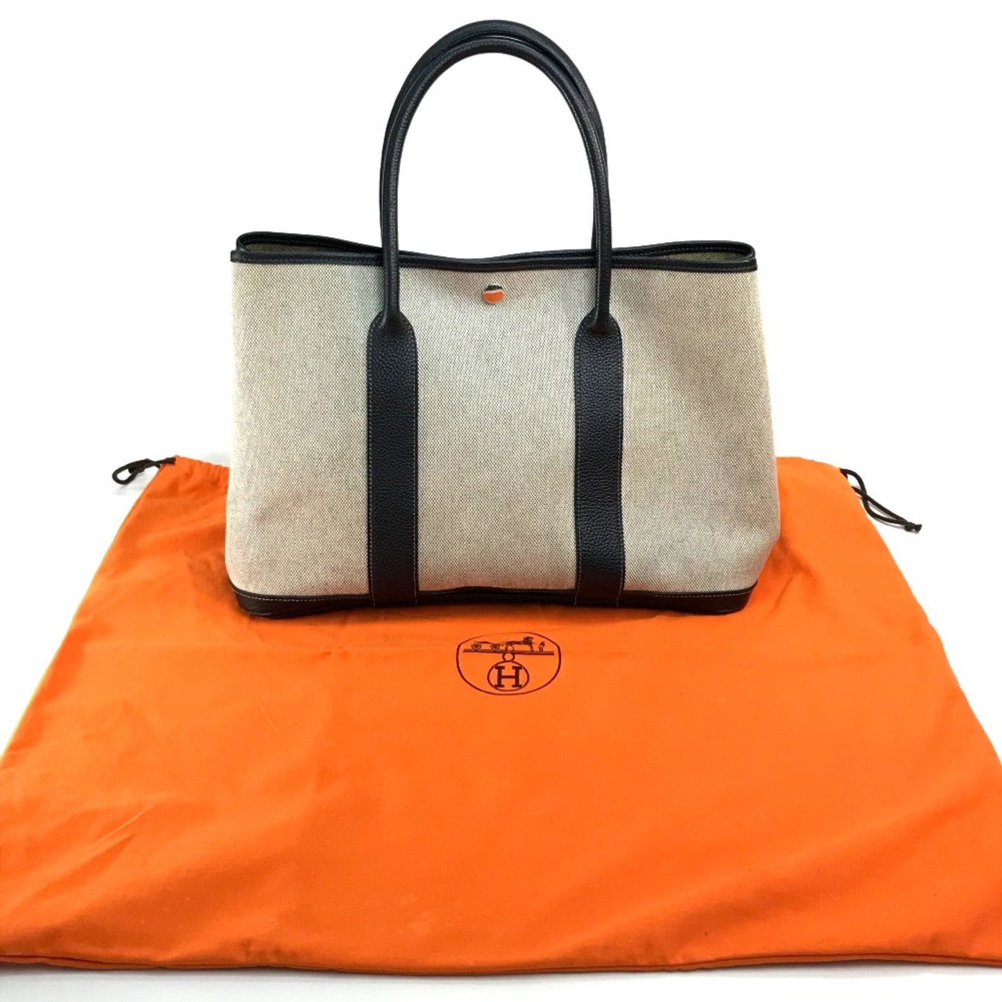 Hermès Garden Party, Grey, Canvas, handbag