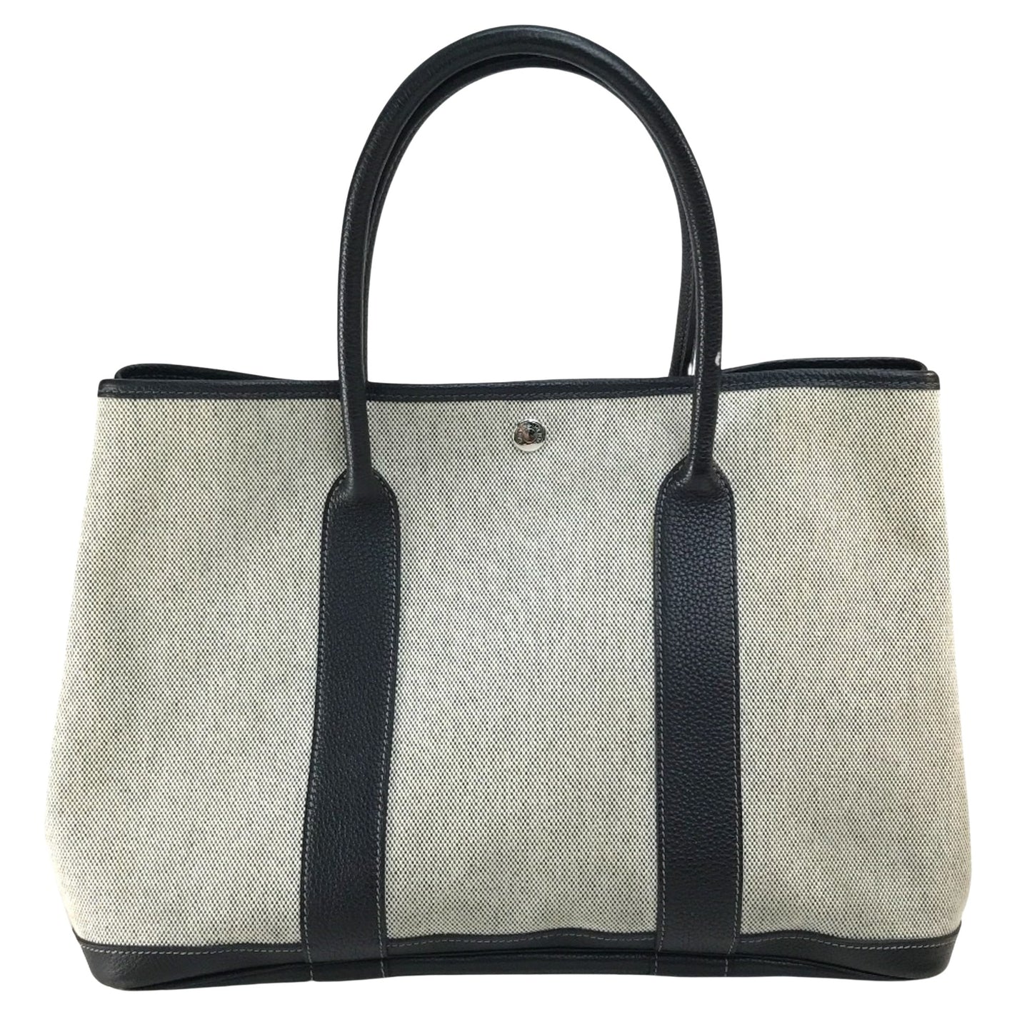 Hermès Garden Party, Grey, Canvas, handbag