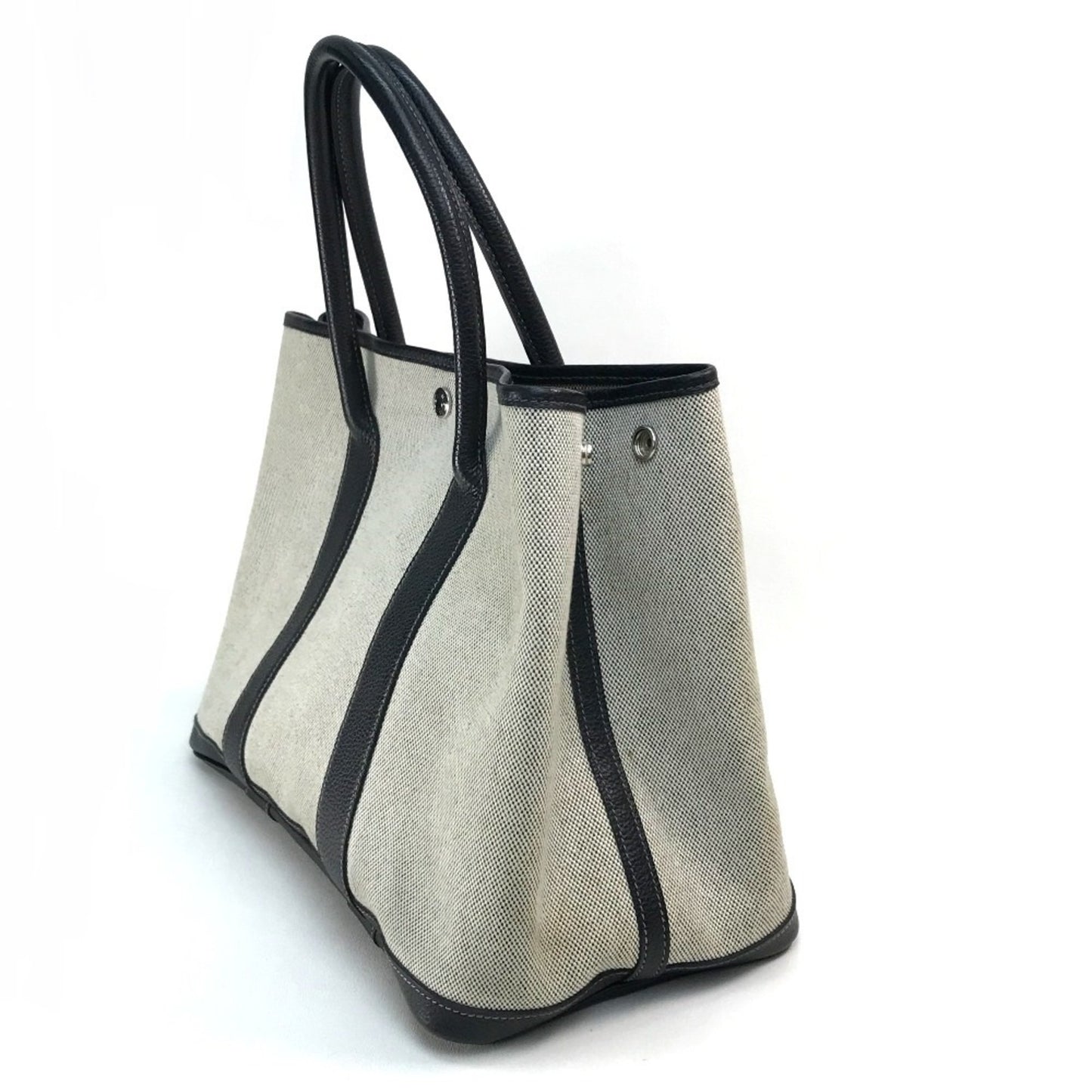 Hermès Garden Party, Grey, Canvas, handbag