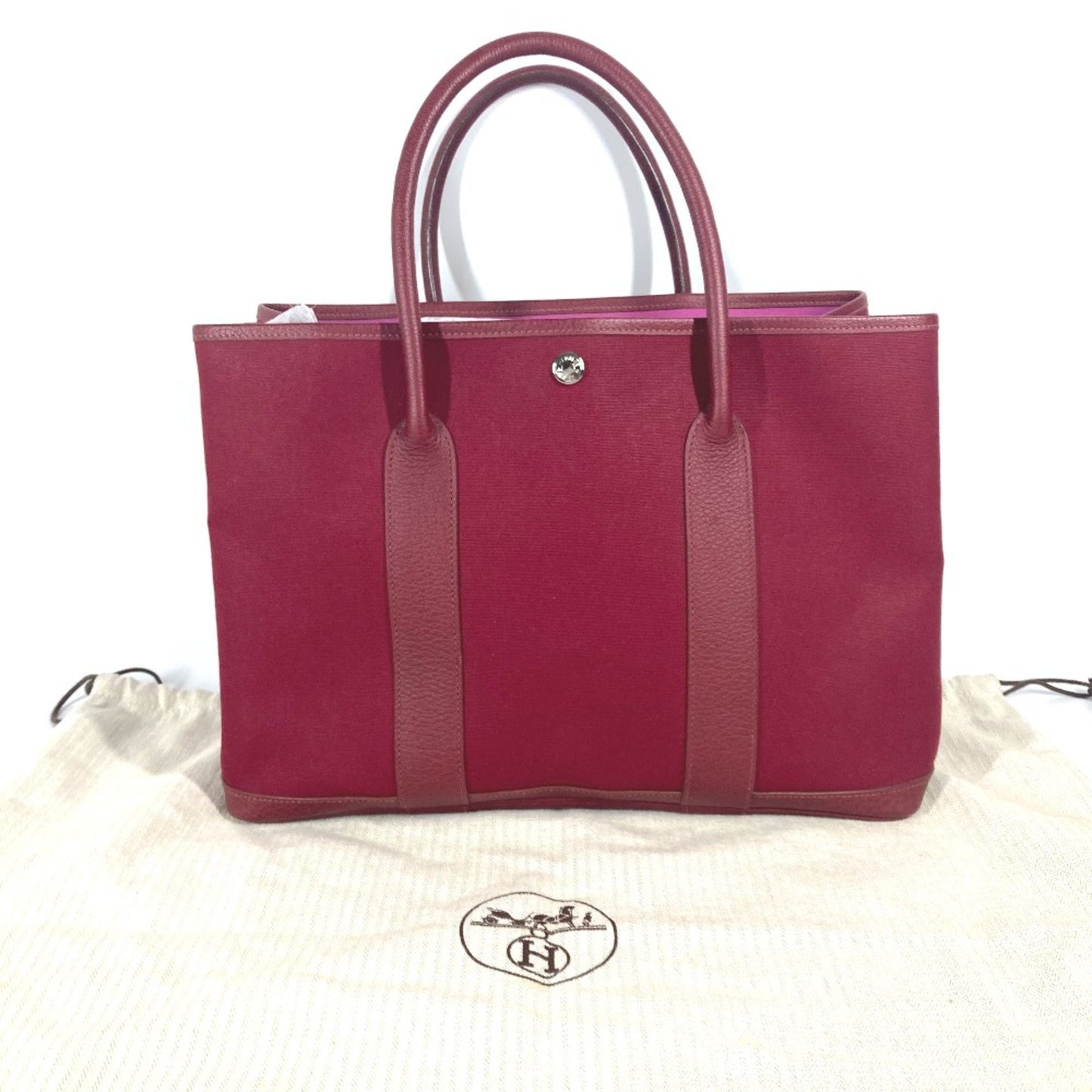 Hermès Garden Party, Red, Canvas, tote