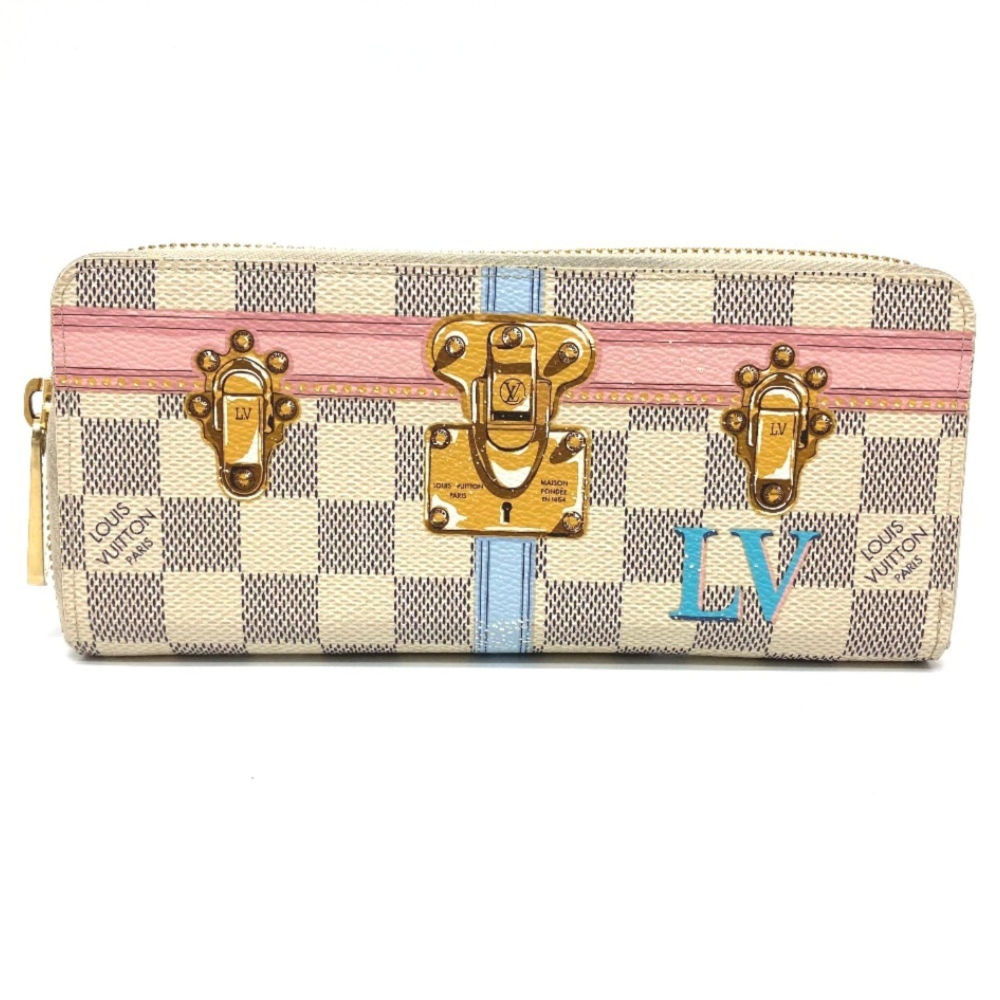 Louis Vuitton Clemence, White, Canvas, wallet