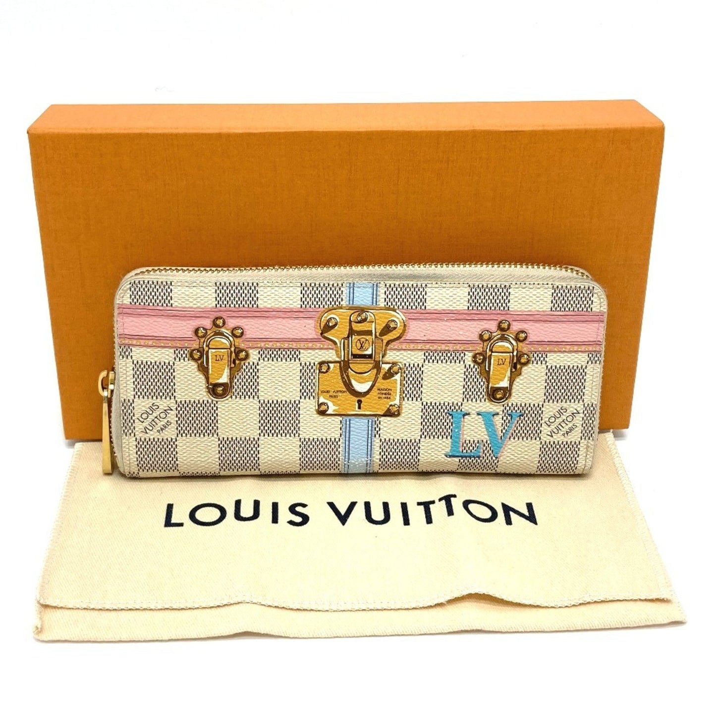 Louis Vuitton Clemence, White, Canvas, wallet