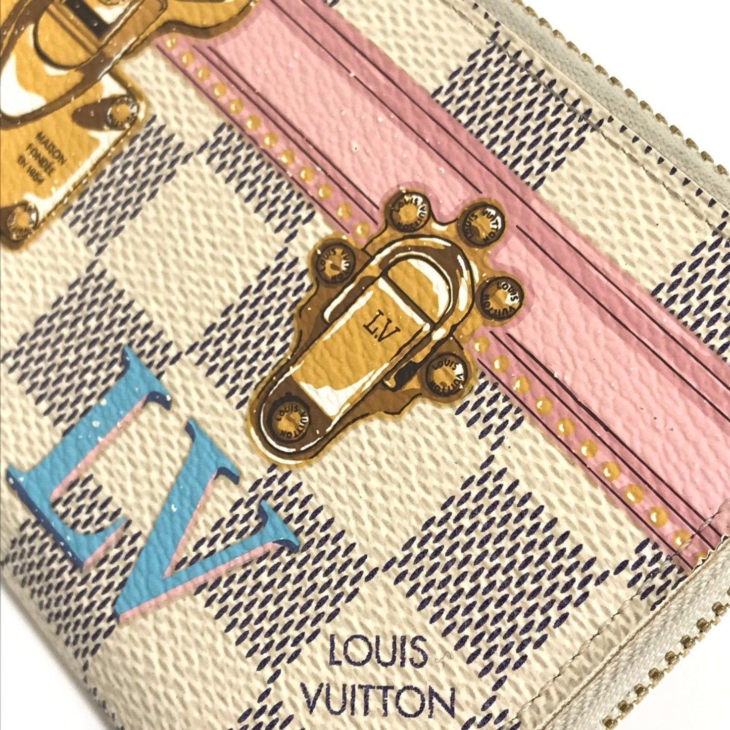 Louis Vuitton Clemence, White, Canvas, wallet