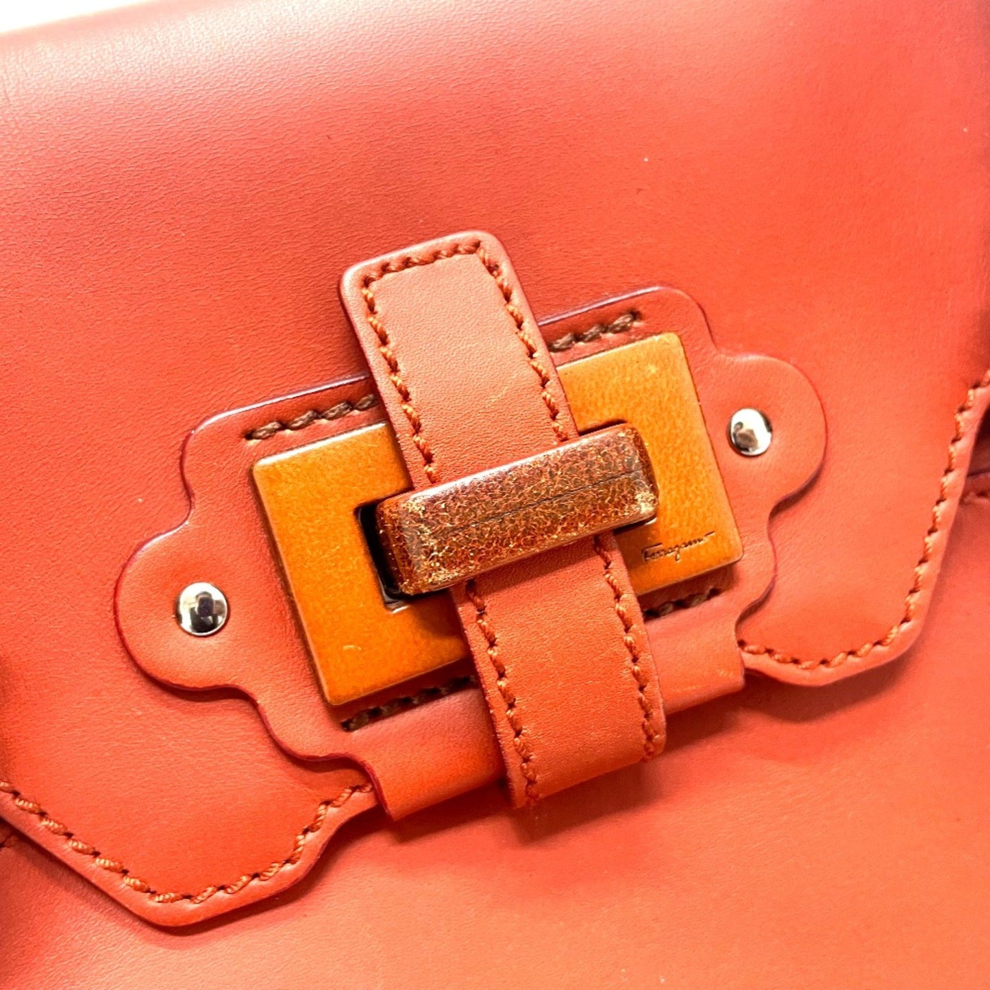 Salvatore Ferragamo, Red, Leather, handbag