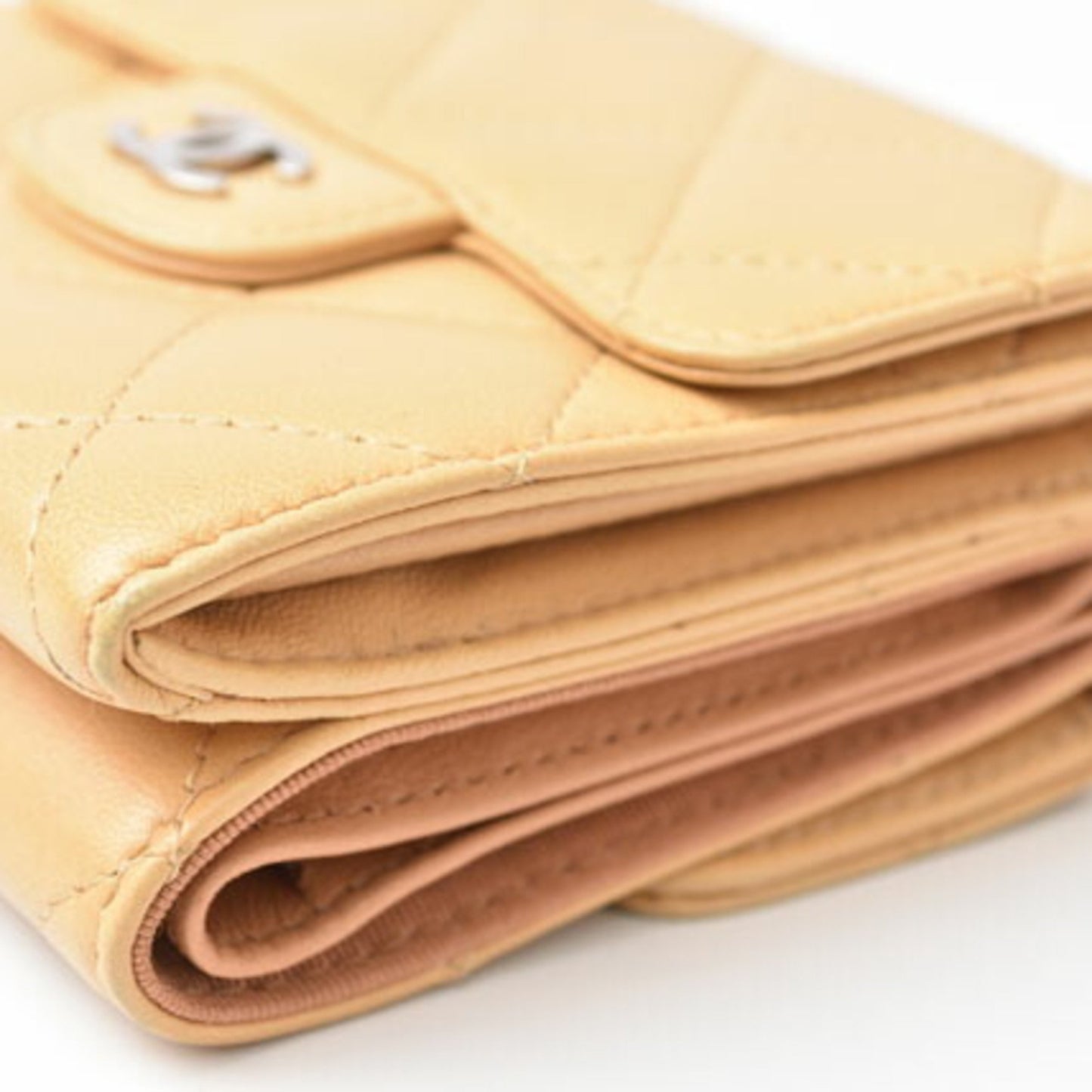 Chanel Timeless, Beige, Leather, wallet
