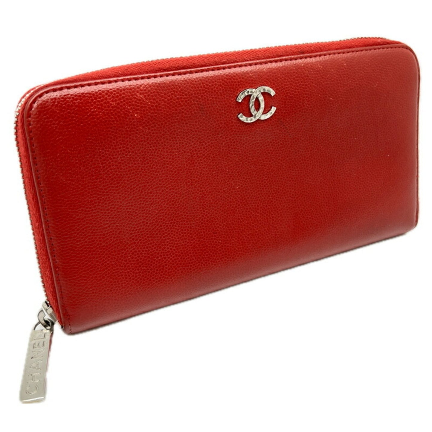 Chanel Logo CC, Red, Leather, wallet