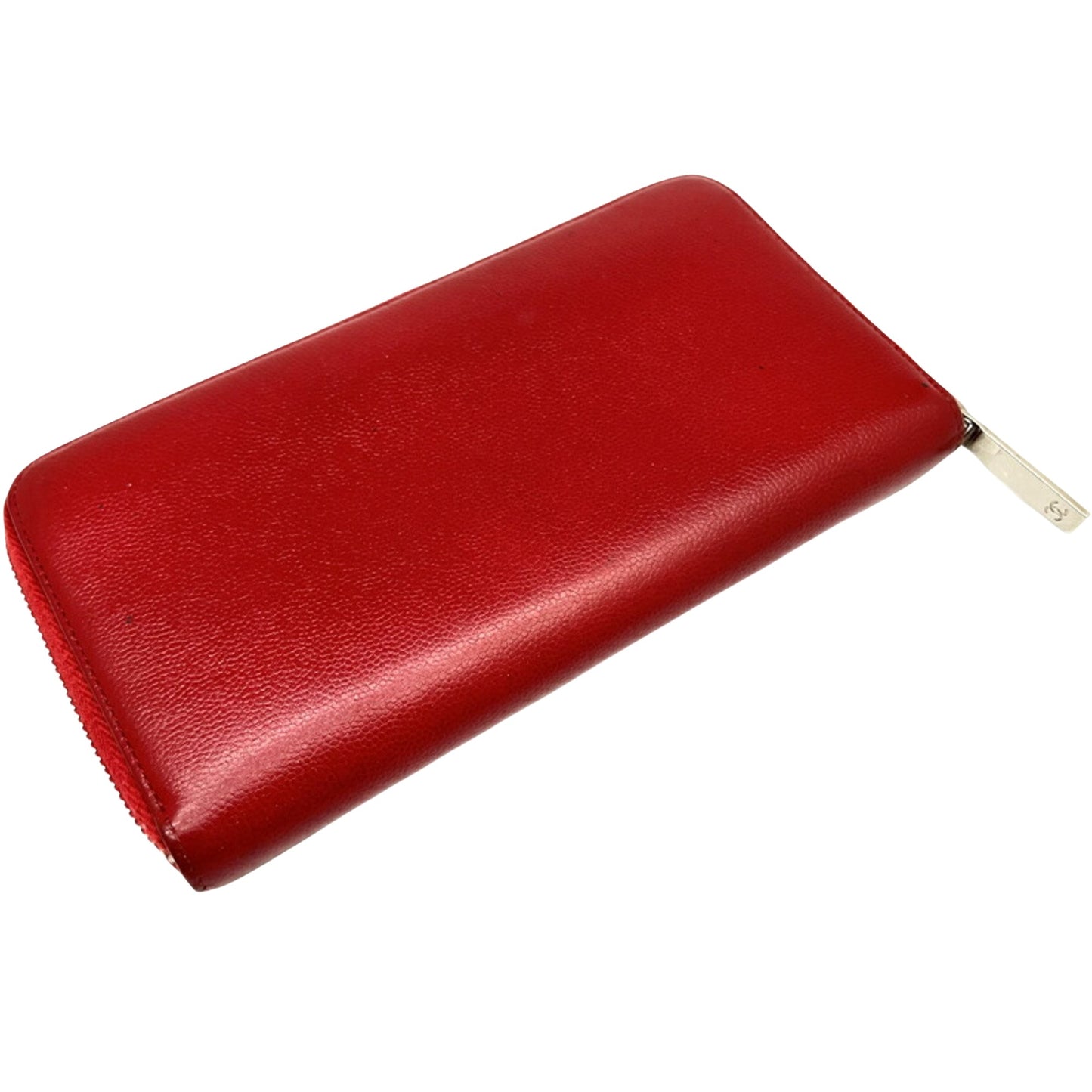 Chanel Logo CC, Red, Leather, wallet