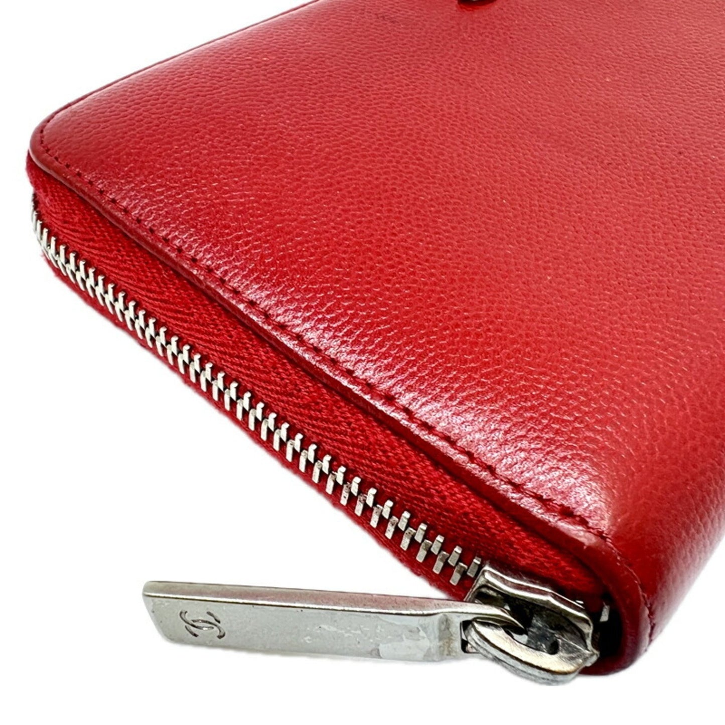 Chanel Logo CC, Red, Leather, wallet