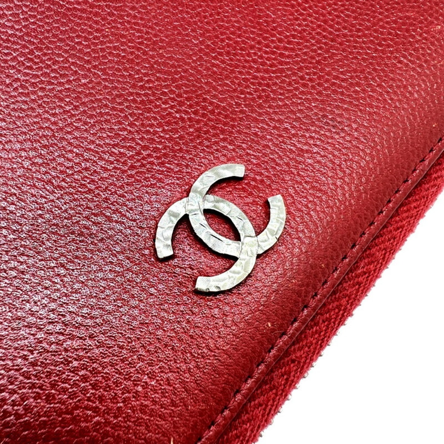 Chanel Logo CC, Red, Leather, wallet