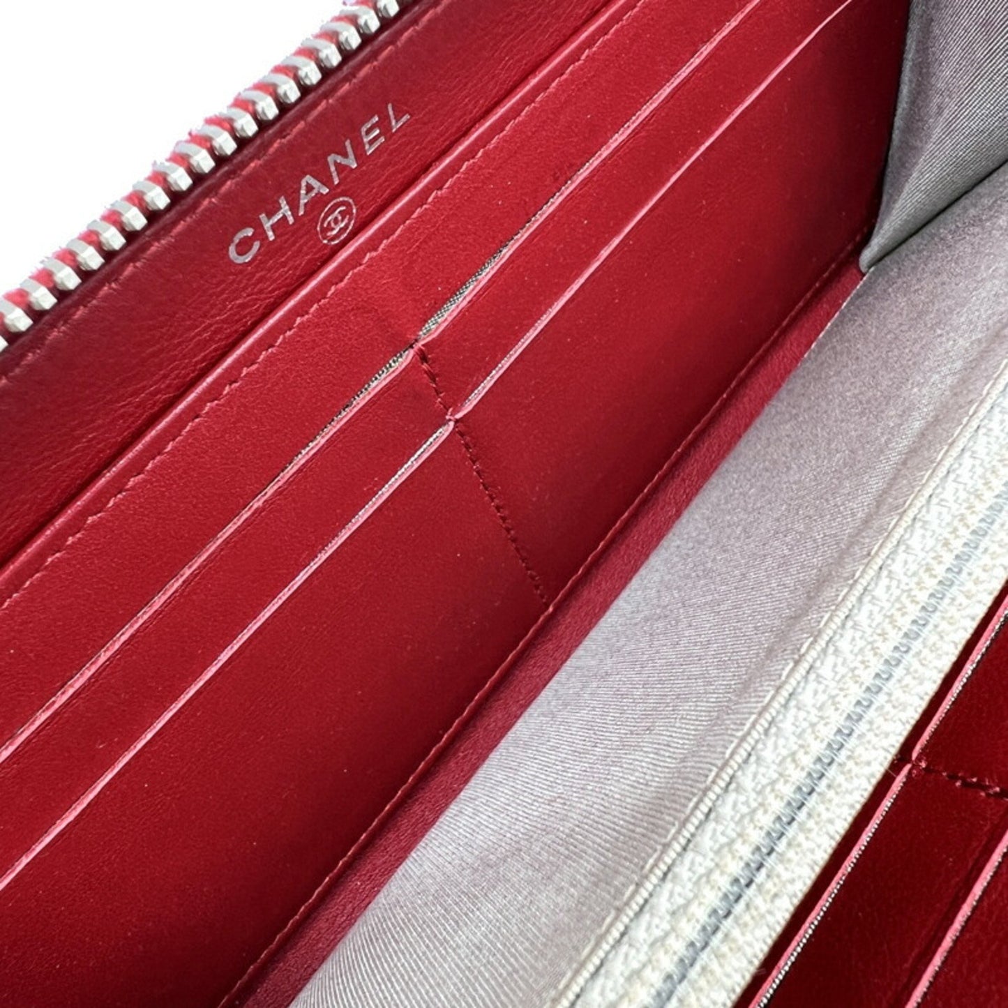 Chanel Logo CC, Red, Leather, wallet