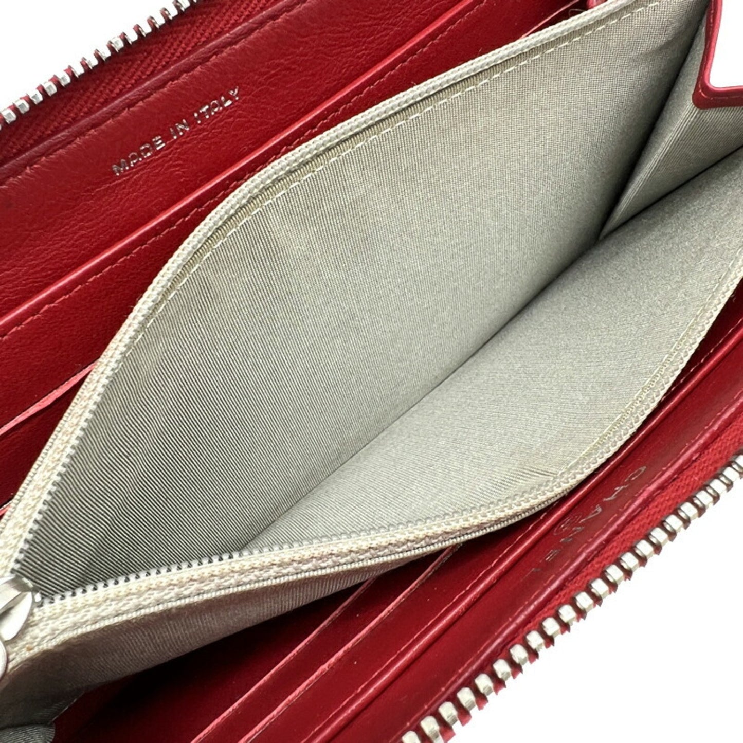Chanel Logo CC, Red, Leather, wallet