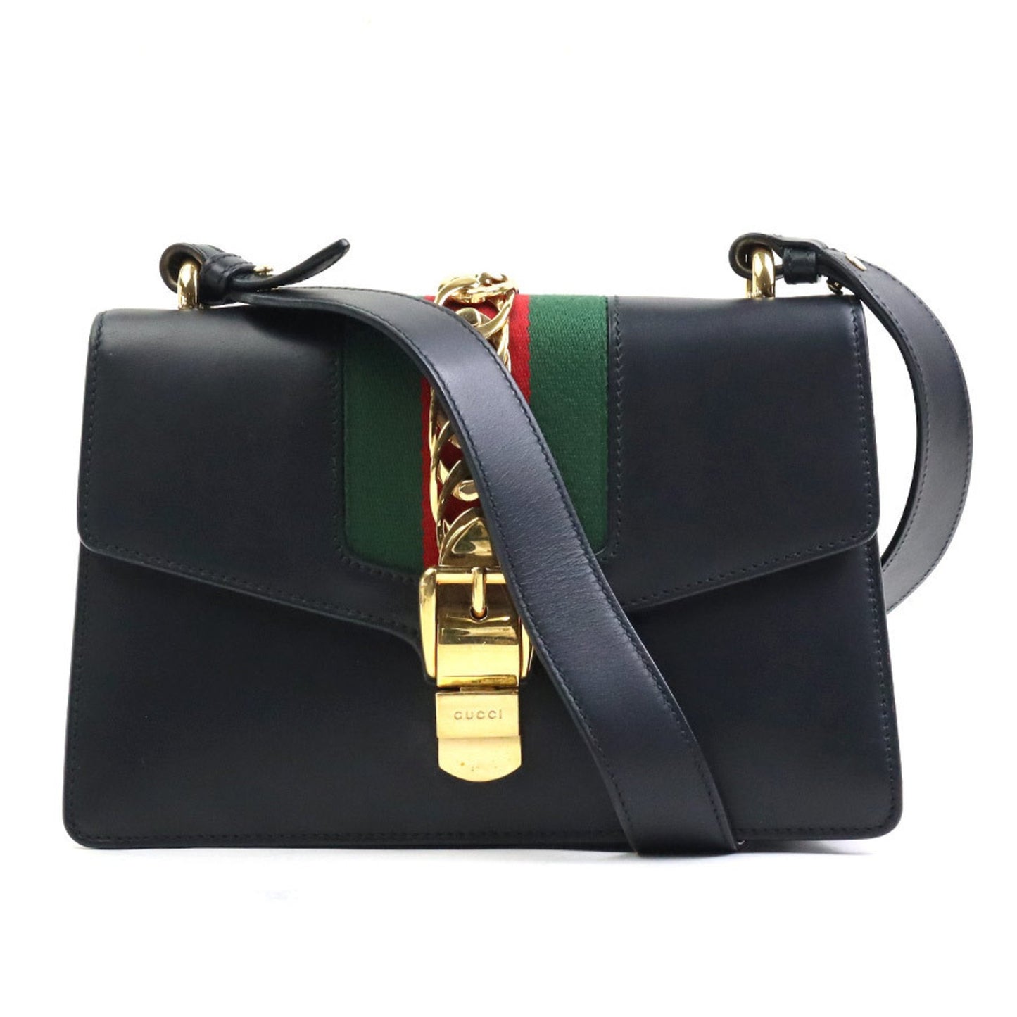 Gucci Sylvie, Black, Leather, shoulder