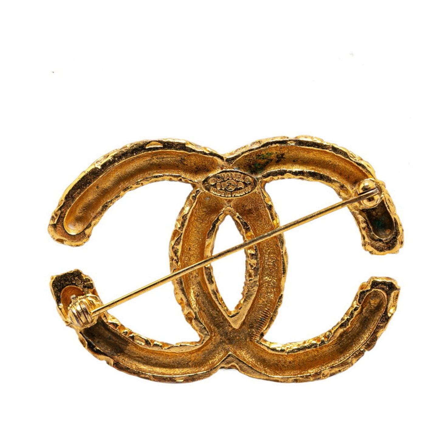 Chanel Logo CC, Gold, Gold Plated, brooch