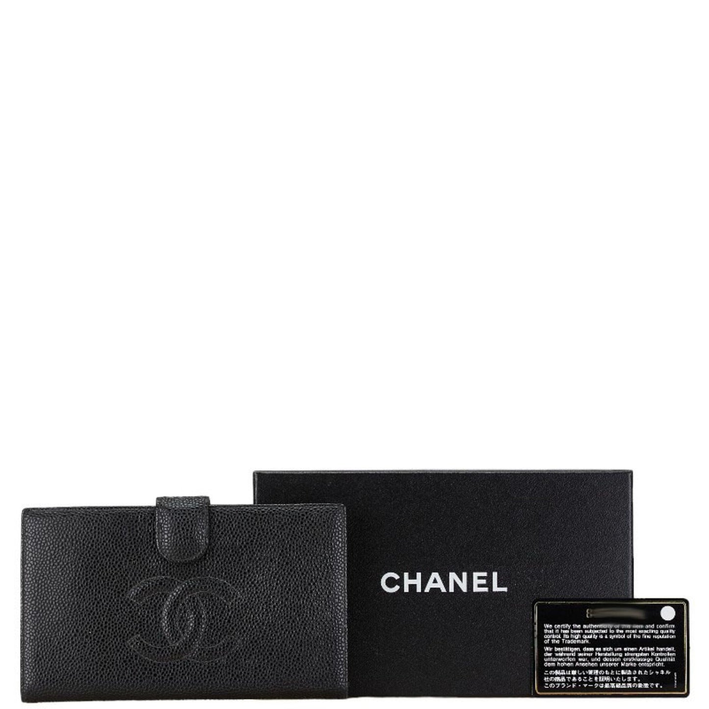 Chanel Logo CC, Black, Leather, wallet