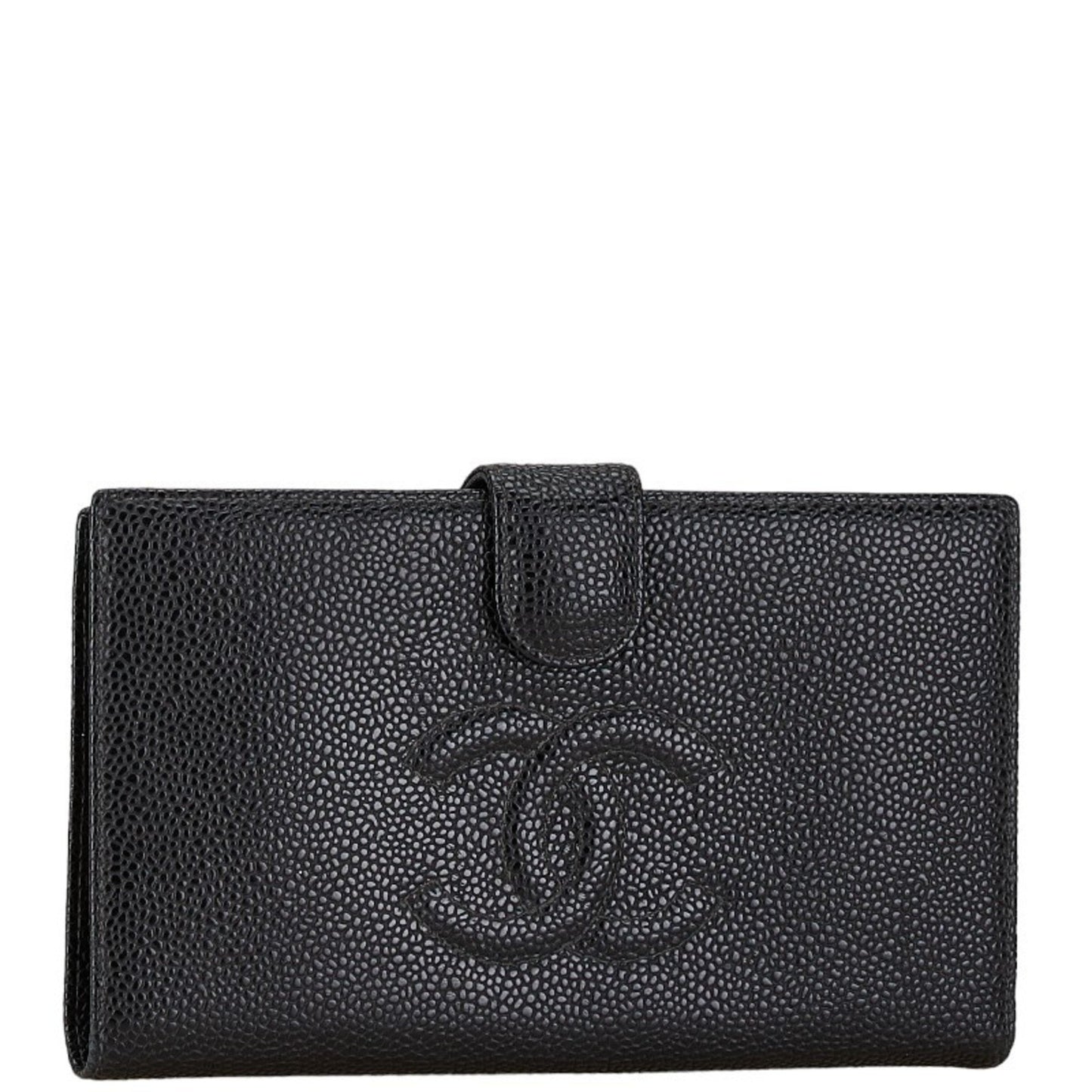 Chanel Logo CC, Black, Leather, wallet