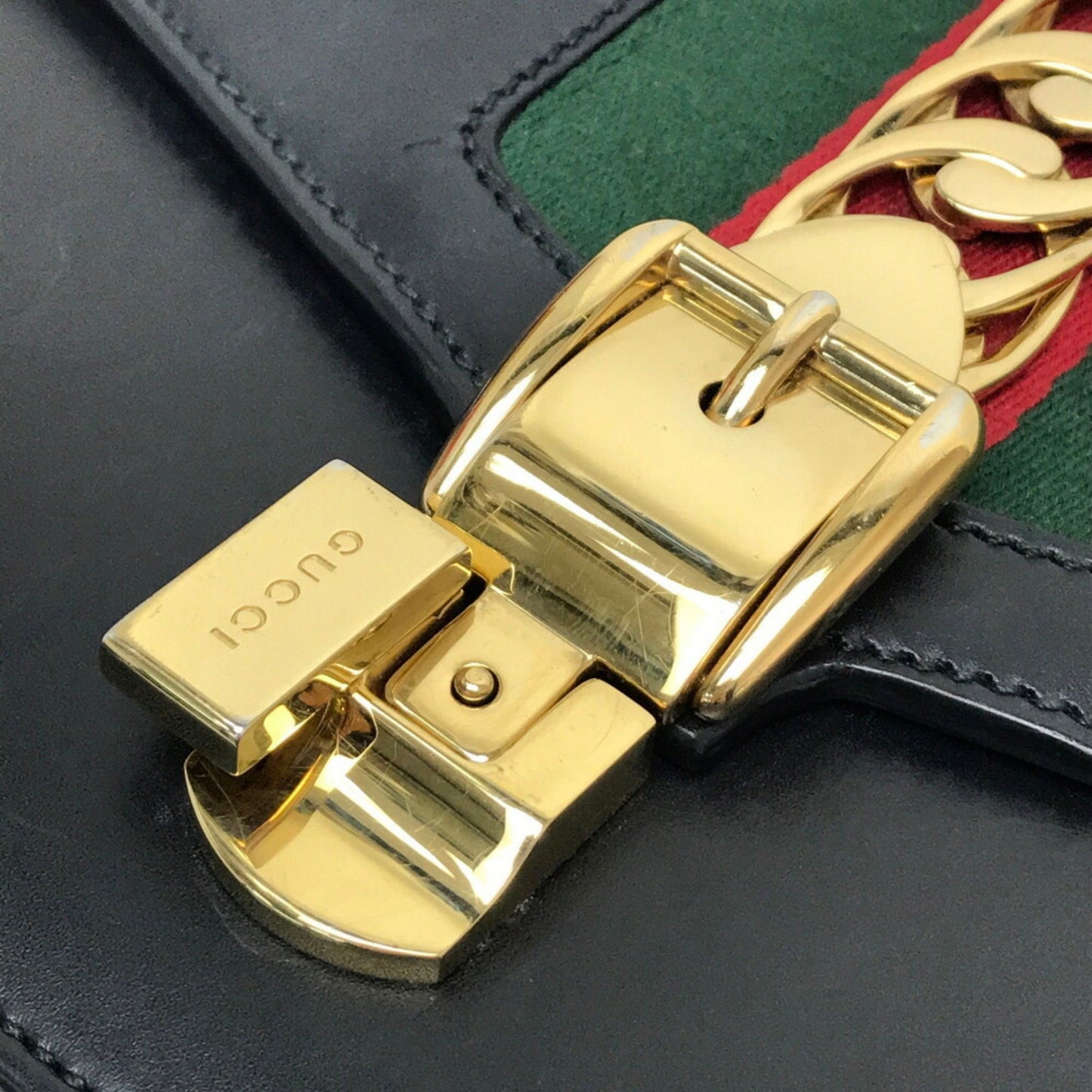 Gucci Sylvie, Black, Leather, shoulder
