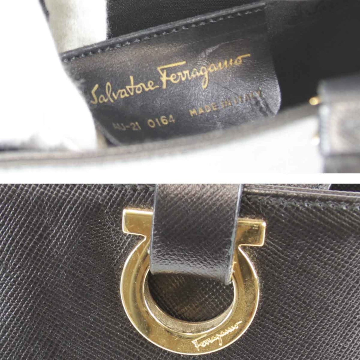 Salvatore Ferragamo, Black, Leather, handbag