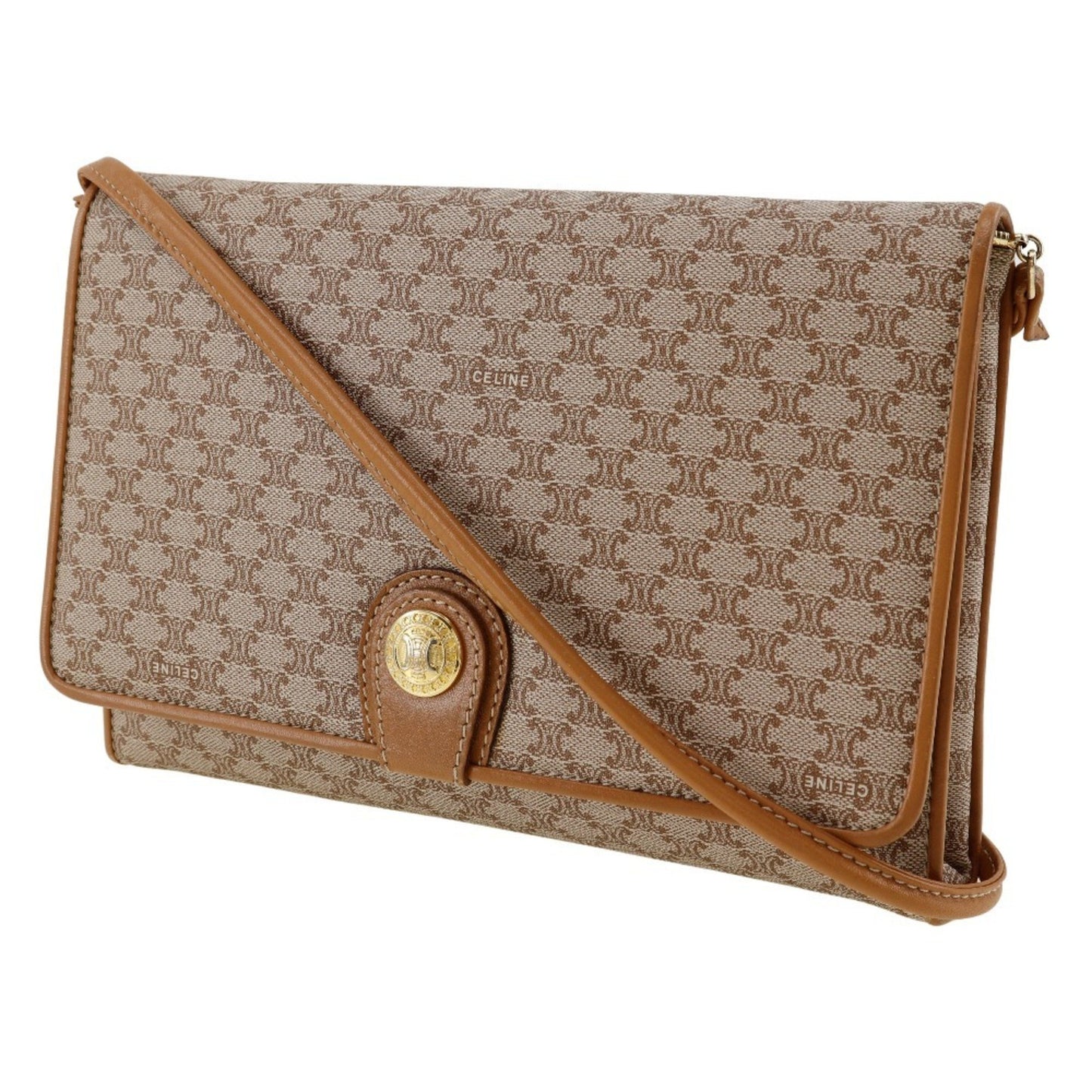 Céline Macadam, Beige, Canvas, shoulder