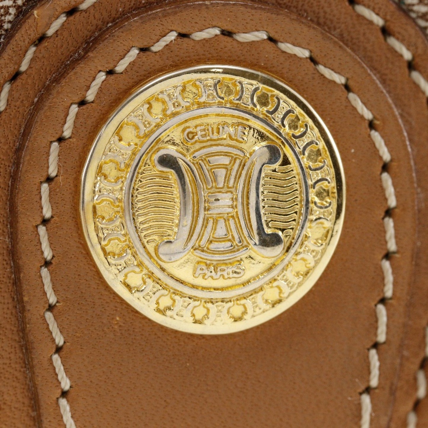 Céline Macadam, Beige, Canvas, shoulder