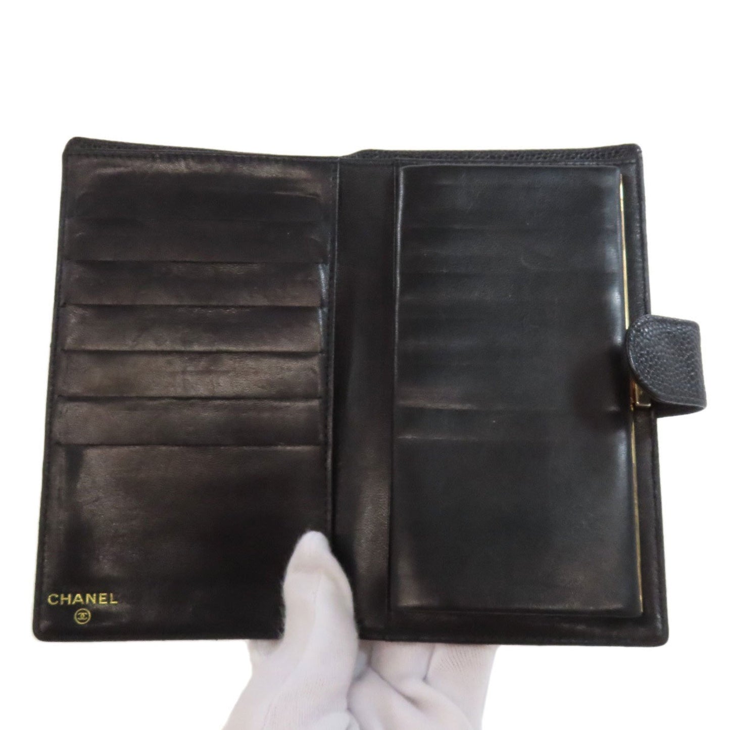 Chanel Logo CC, Black, Leather, wallet